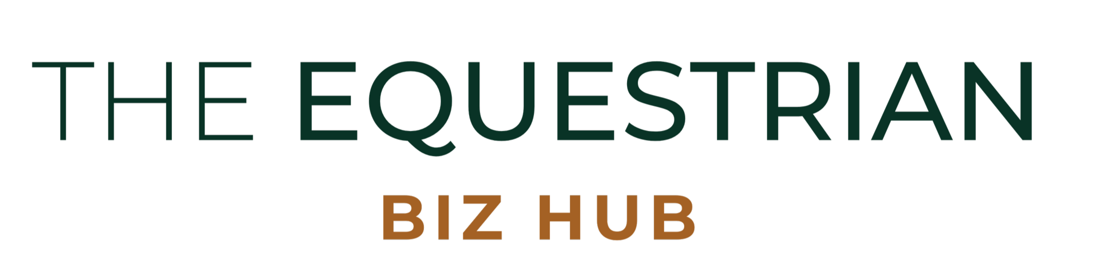 The Equestrian Biz Hub logo with green and brown text on a black background.