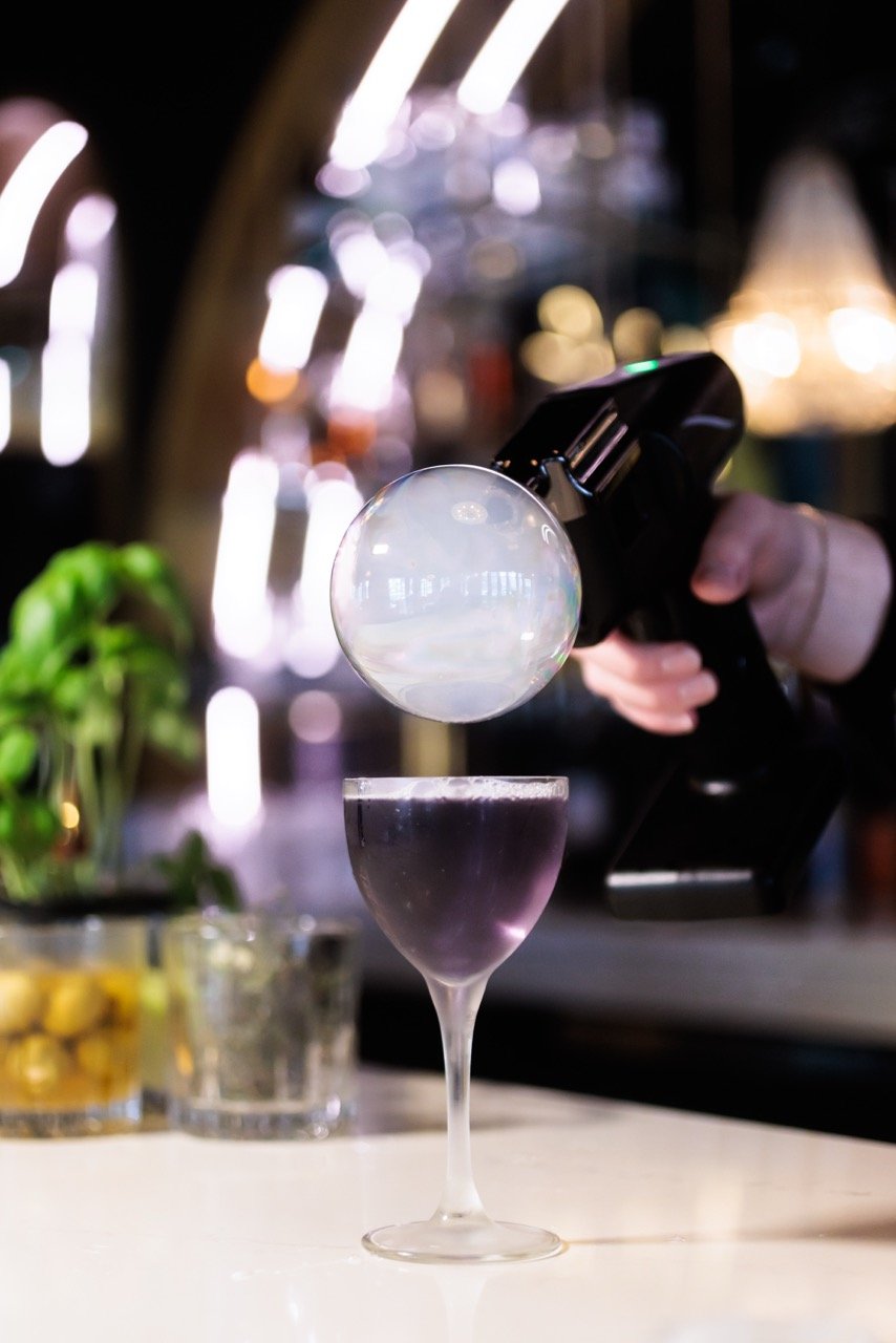 nitro lounge-drink with smoked bubble