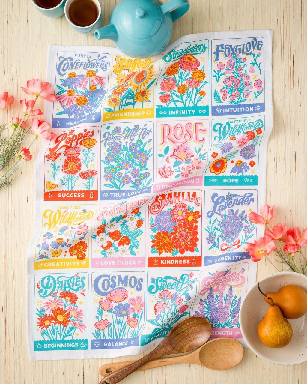 Seed Packets Cotton Tea Towel
