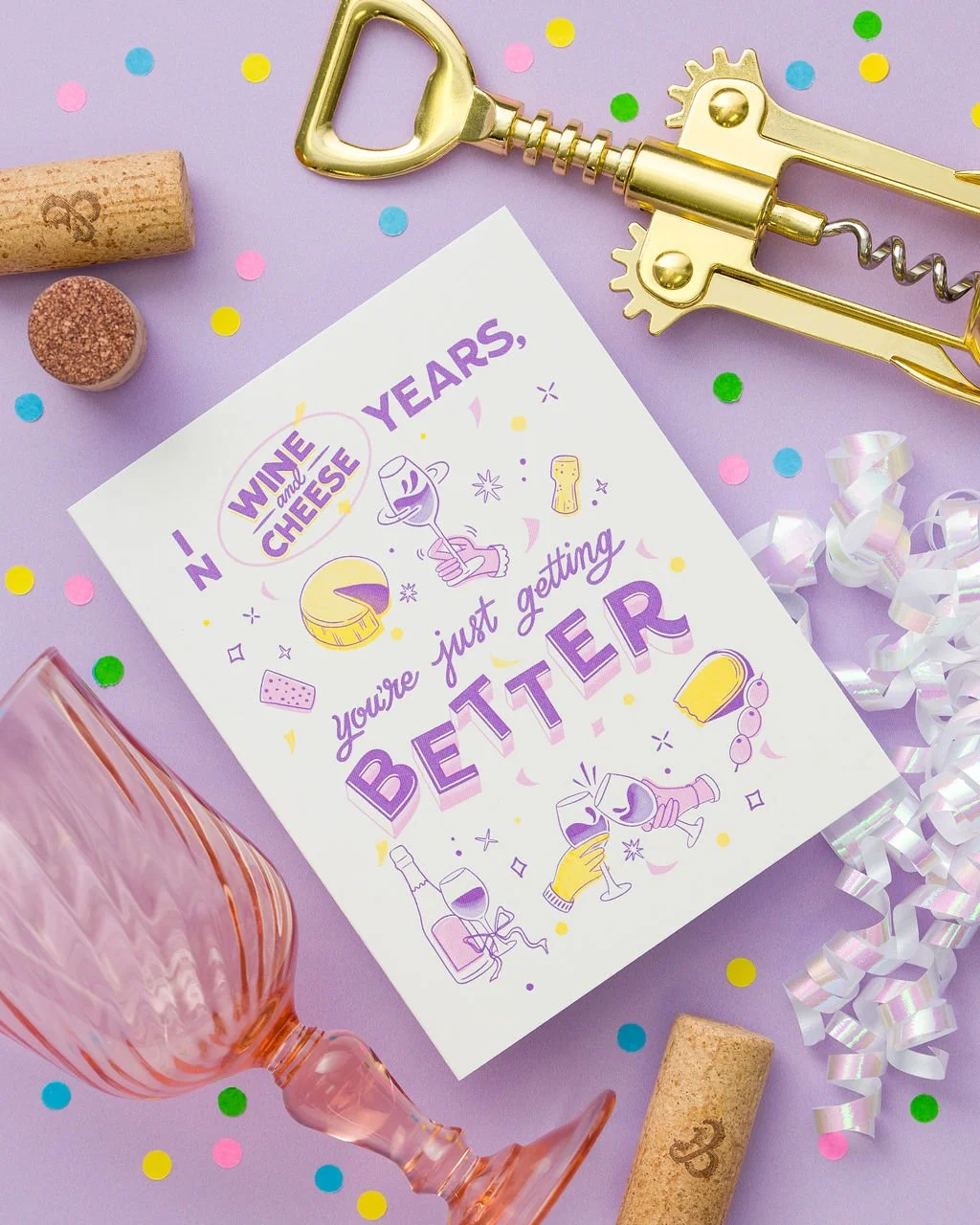 Wine and Cheese Birthday - Greeting Card