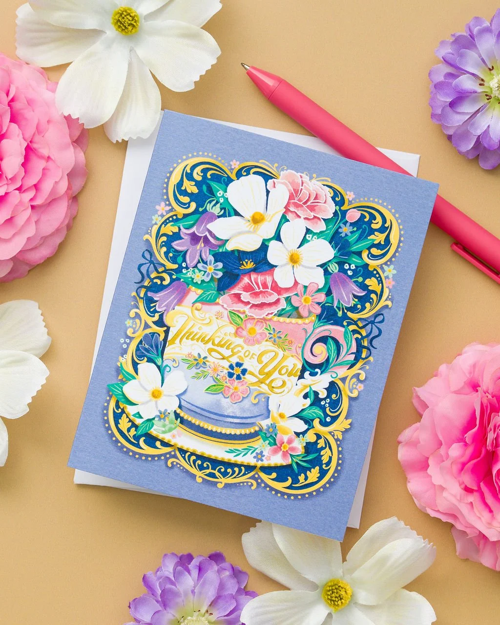 Thinking of You - Victorian Tea Cup Greeting Card