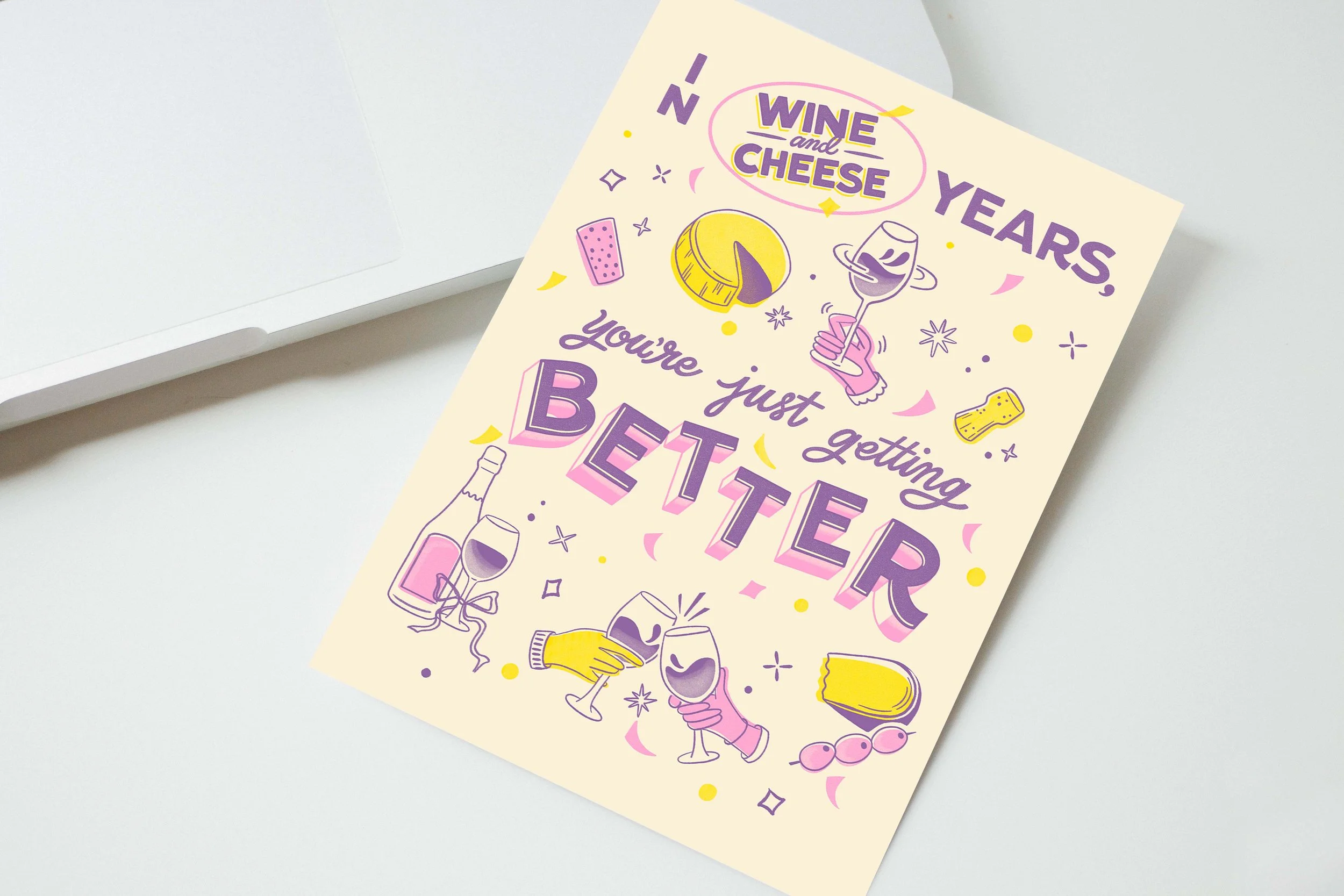 Wine and Cheese Birthday - Greeting Card