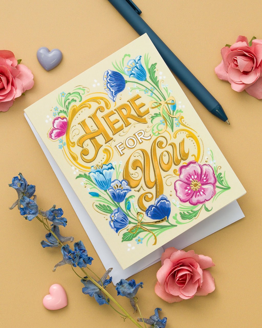 Here for You - Sympathy Greeting Card with Gold Foil