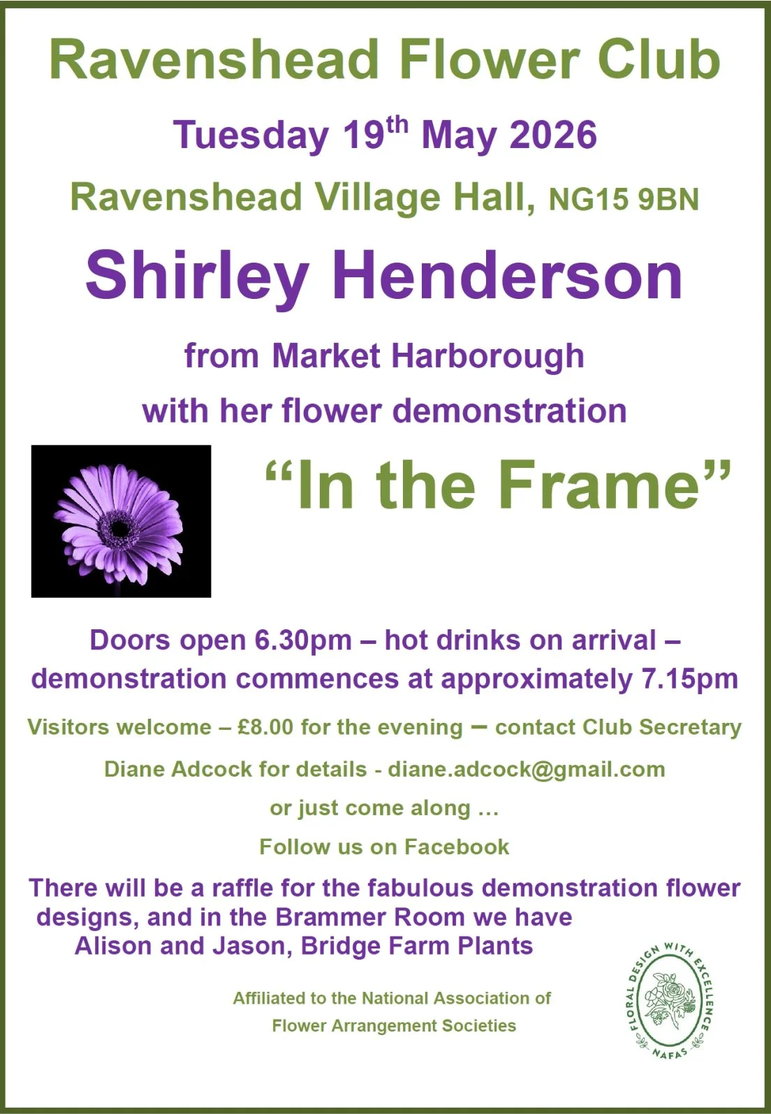 Ravenshead Flower Club hold their monthly meetings at the Village Hall...as they have done since 1969. Click on image for more details.