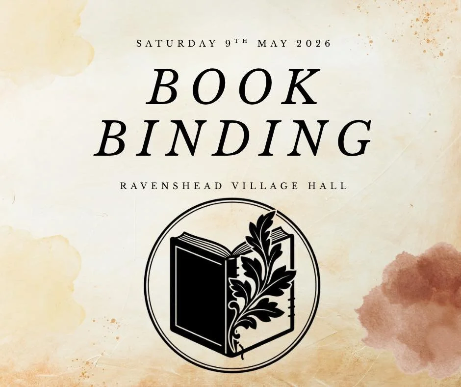 Bookbinding workshop in the Brammer Room on Saturday, 9-May-26, 9.30am to 12.30pm. Click on image for tickets.