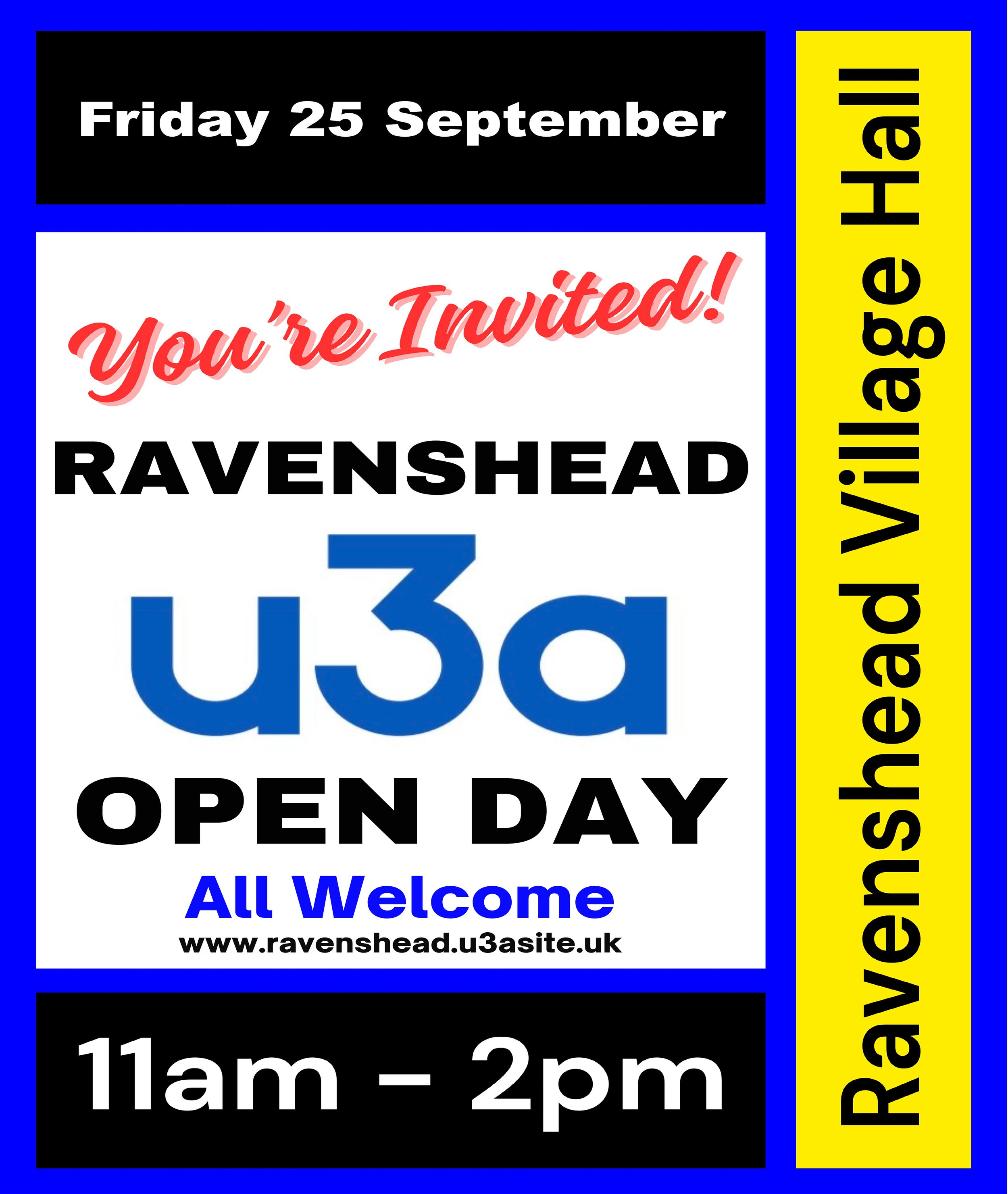 Ravenshead U3A hold their open day on Friday, 25-Sept-26. Click on image for more details.