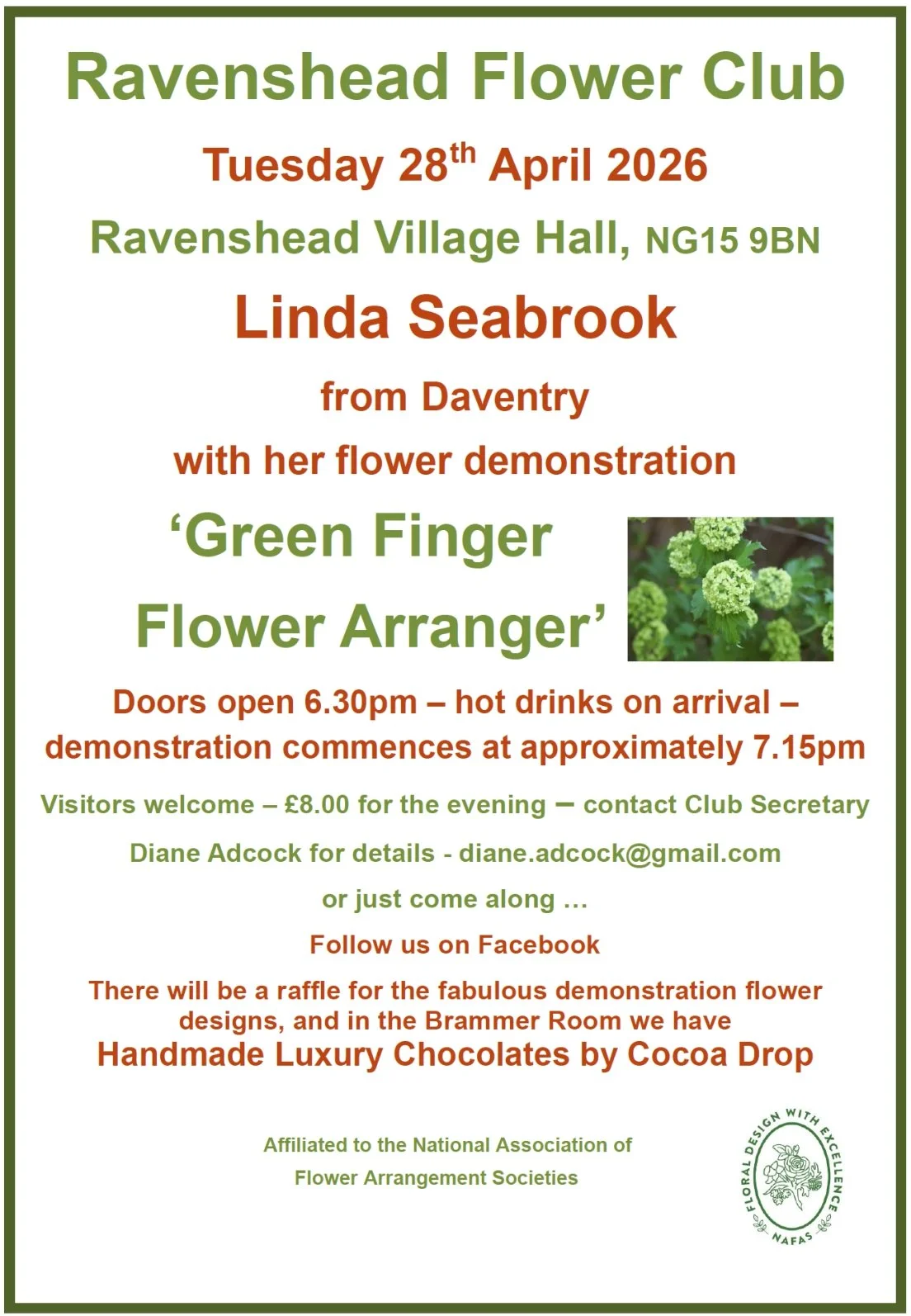 Ravenshead Flower Club hold their monthly meetings at the Village Hall...as they have done since 1969. Click on image for more details.