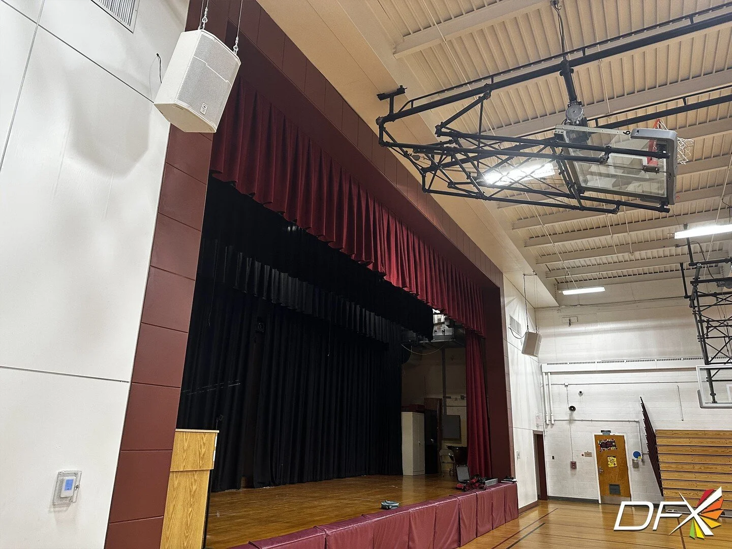 DFX had the recent opportunity to upgrade the sound system at Woodland Middle School in Barrington, NJ. The school was in need of an installed solution in their gymnasium as they were working with a mobile system for many years. They also needed to i