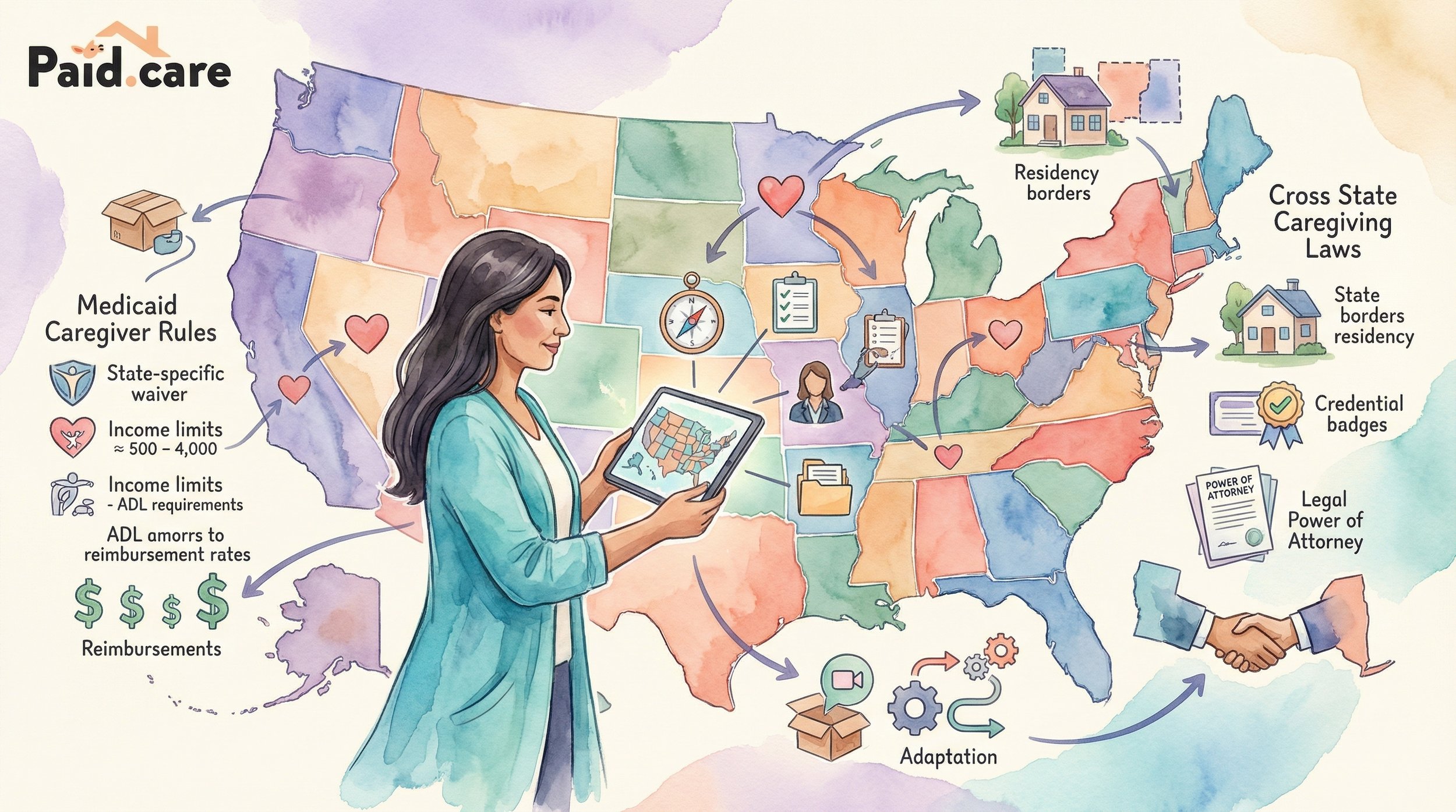 Caregiving Nomad: How to Navigate Medicaid Caregiver Rules and Cross State Caregiving Laws