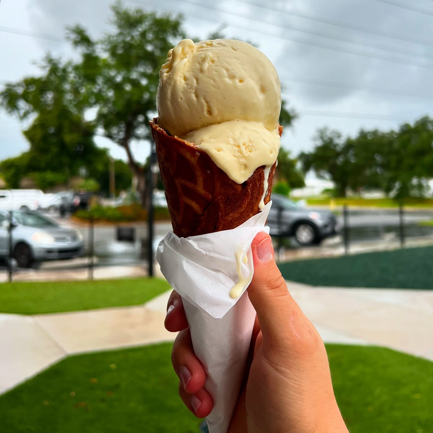 Today&rsquo;s breakfast was a double scoop of vanilla bean in a waffle cone.
