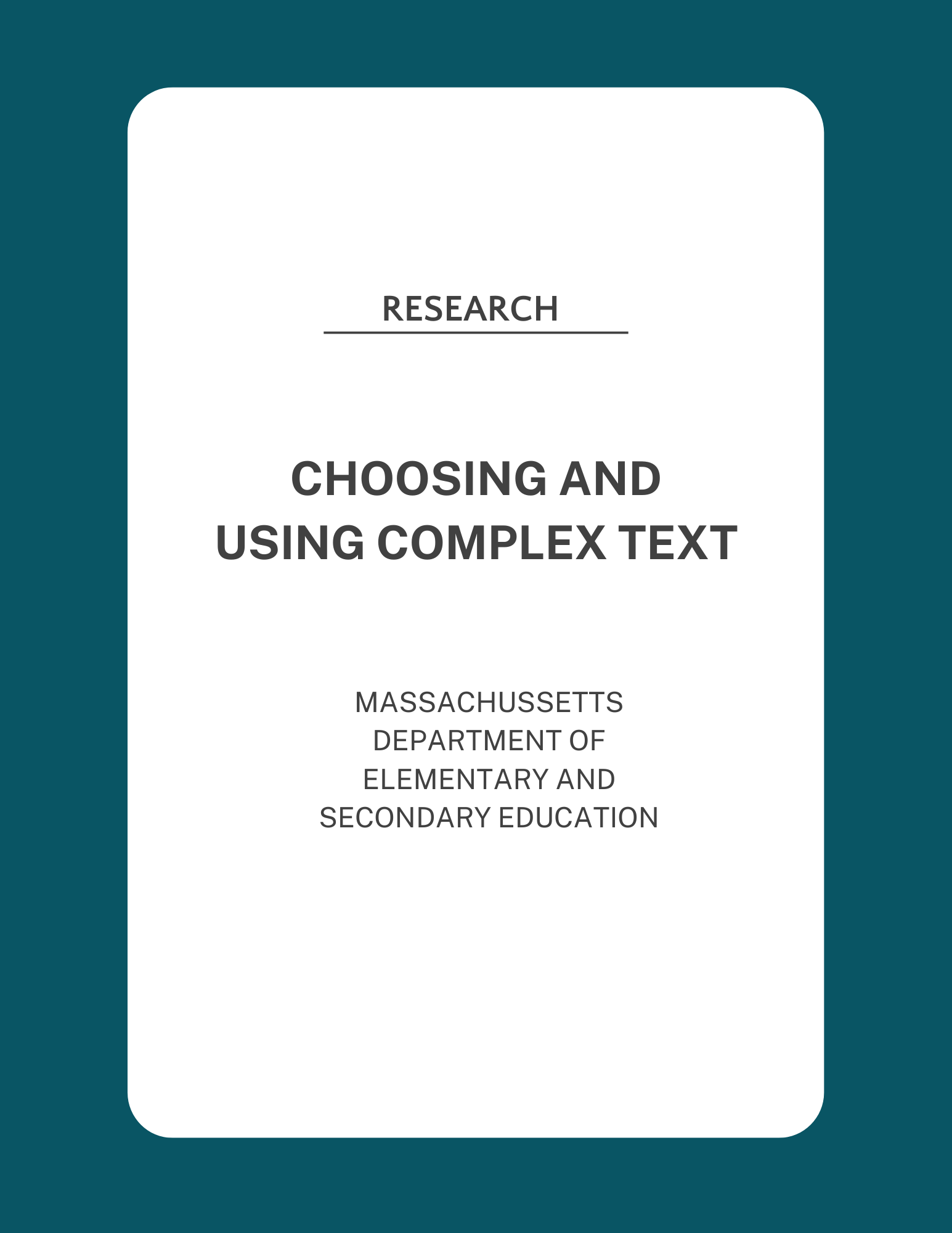 Choosing and Using Complex Text