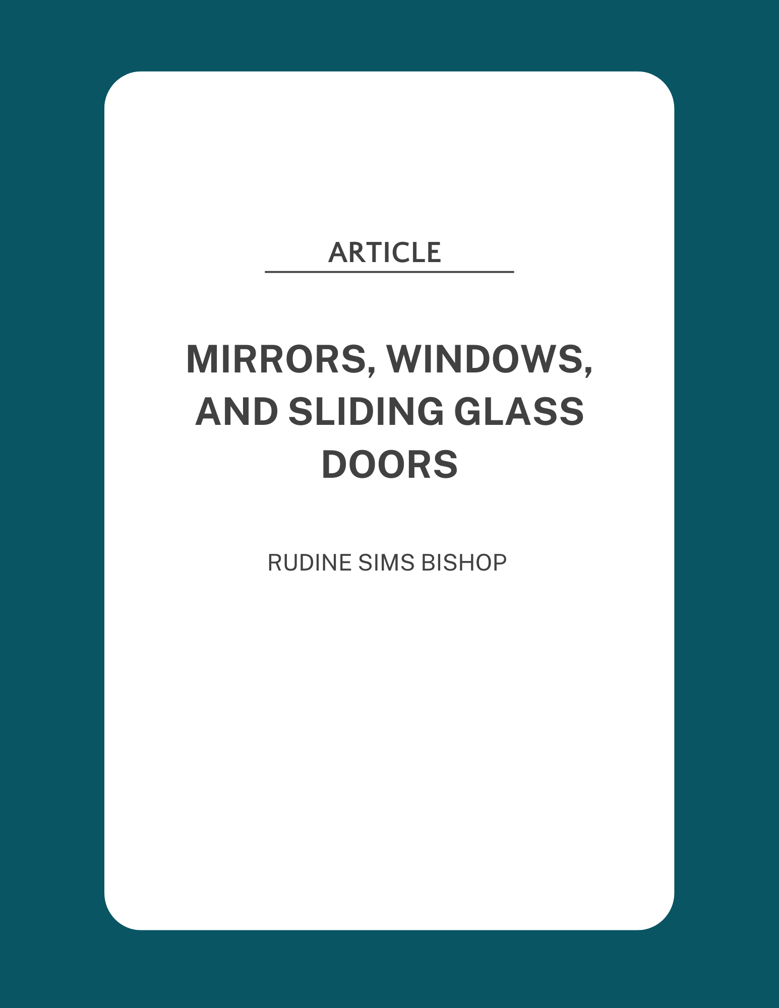 Mirrors, Windows, and Sliding Glass Doors