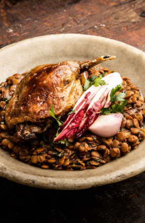 France-Smoky Fig Duck Confit with Lentils