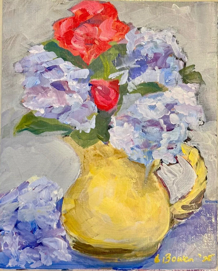 "Yellow Pot with Roses and Hydrangeas, 2025"
Leslie Bowen
