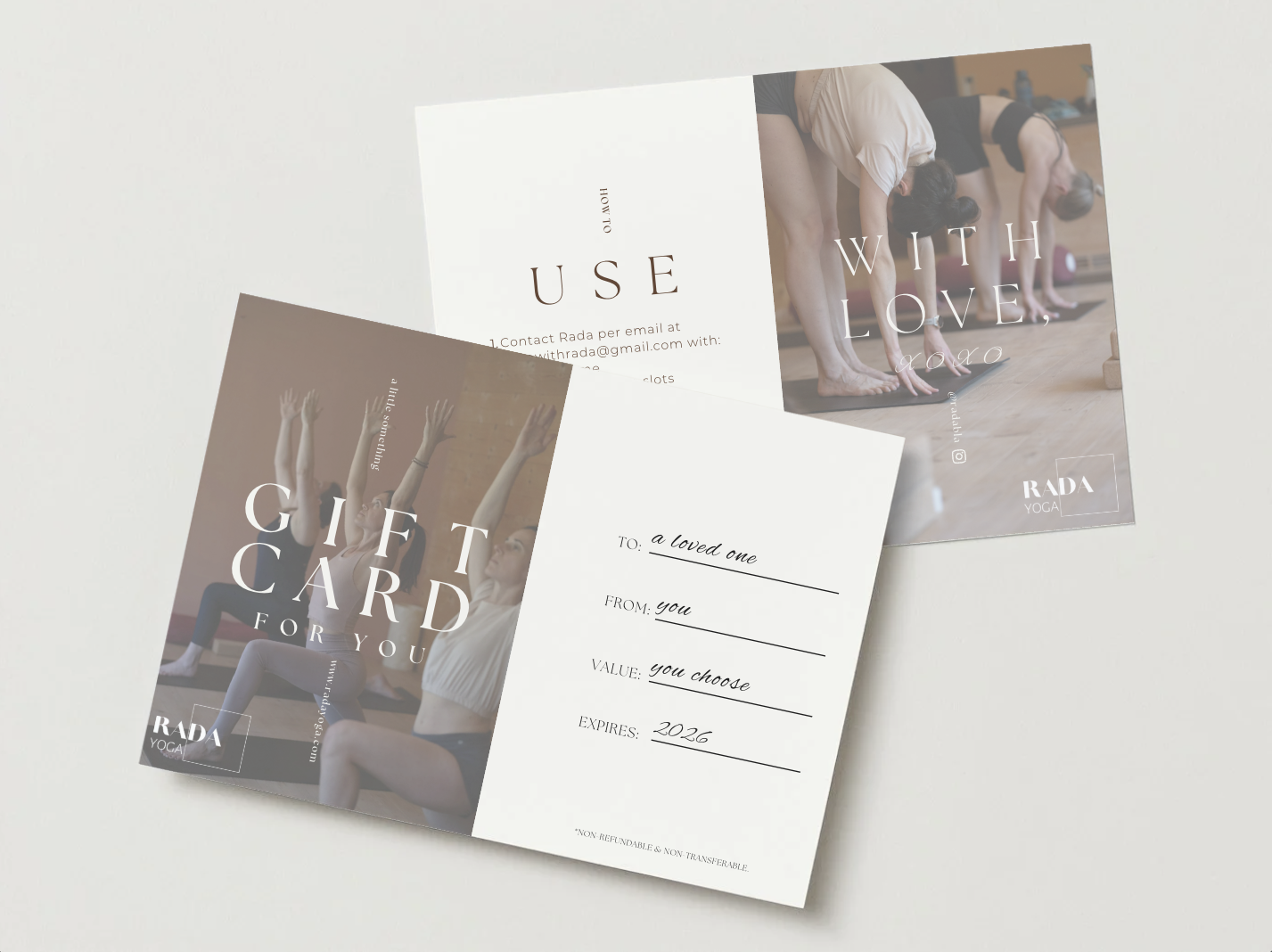 Gift card with value of choice for Rada Yoga