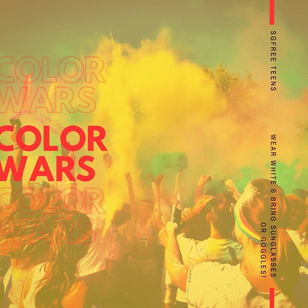 okkkkk tomorrow night is COLOR WARS! wear a white shirt! see you at 6pm, get ready to get messy 😅