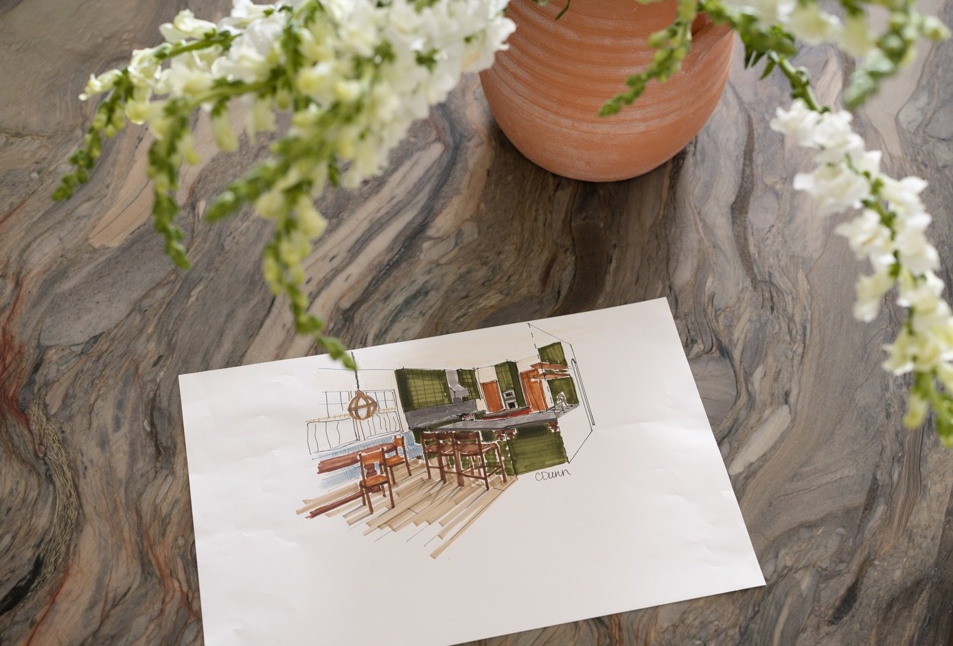 This kitchen by @chelsea.dunn.design started here, at this hand-drawn illustration.

And somehow Chelsea looked at a few lines on a piece of paper and said, essentially, yes, let&rsquo;s make THAT.

Meanwhile, I can spend an unreasonable amount of ti
