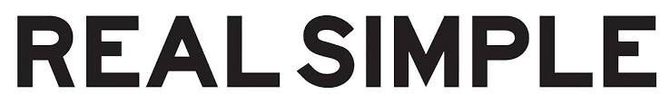 The words 'REAL SIMPLE' in bold black letters on a white background.