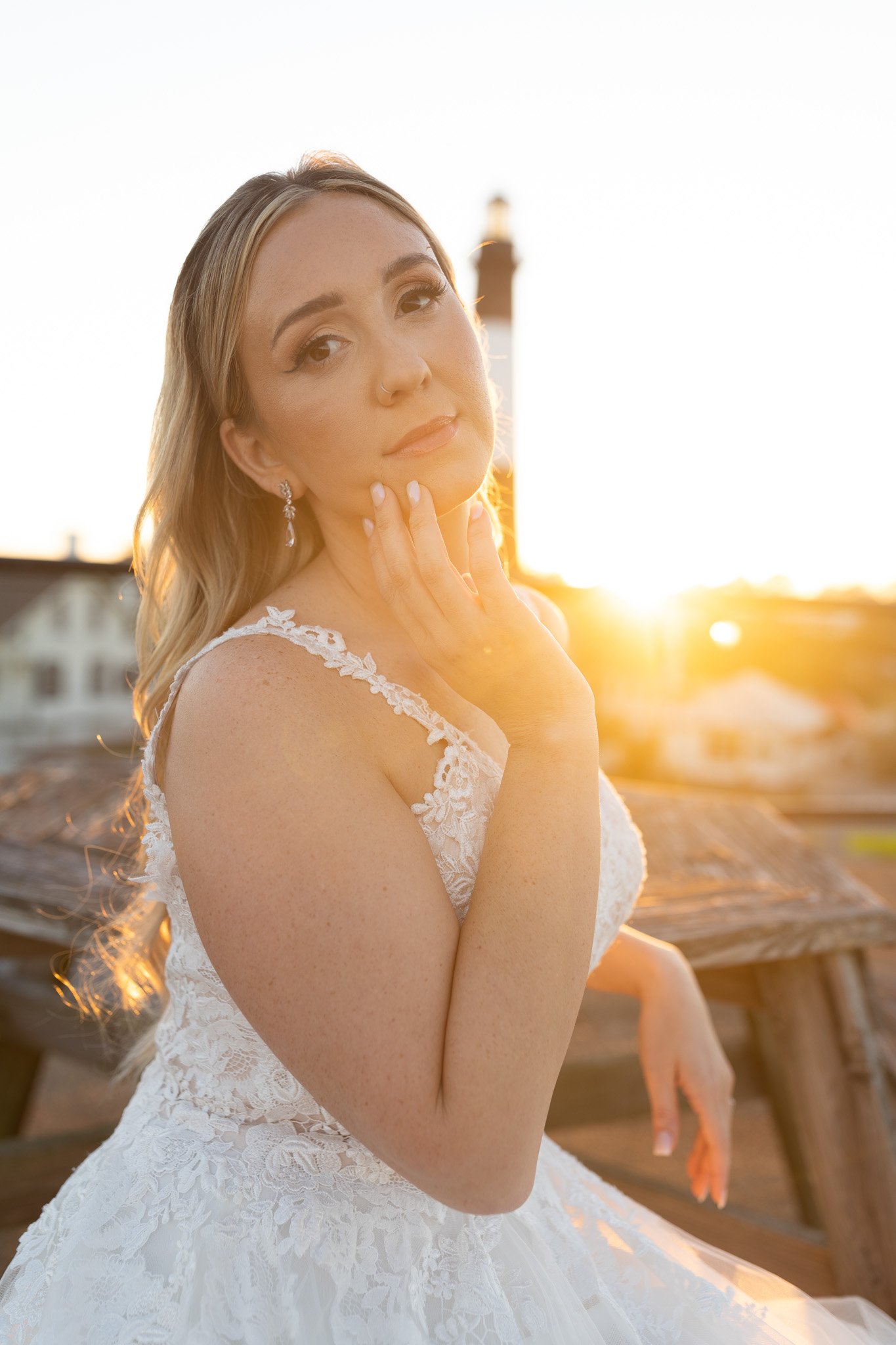  Tybee Island Wedding Editorial Bride - lighthouse