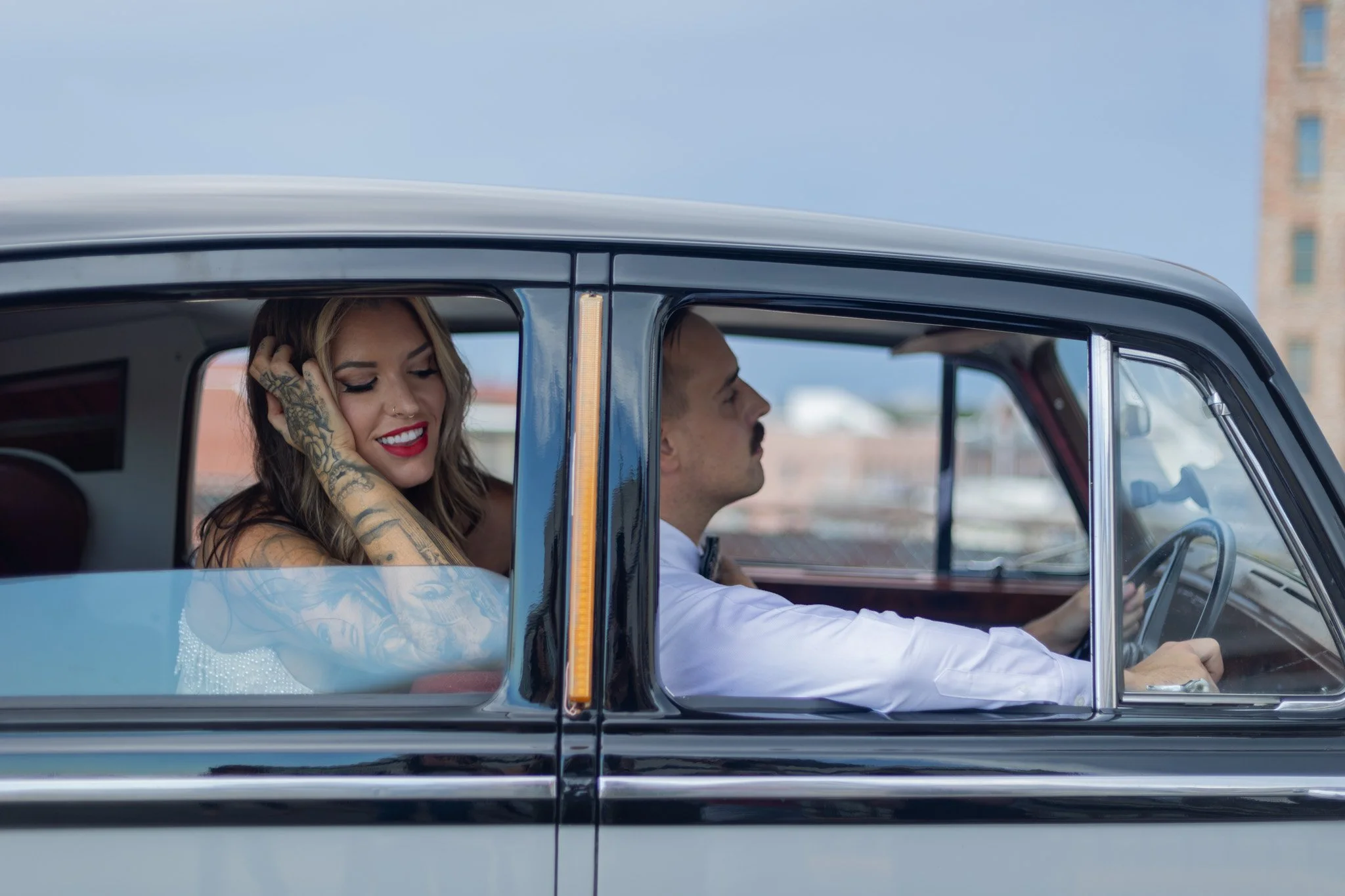 Vintage car photoshoot in downtown savannah, GA
