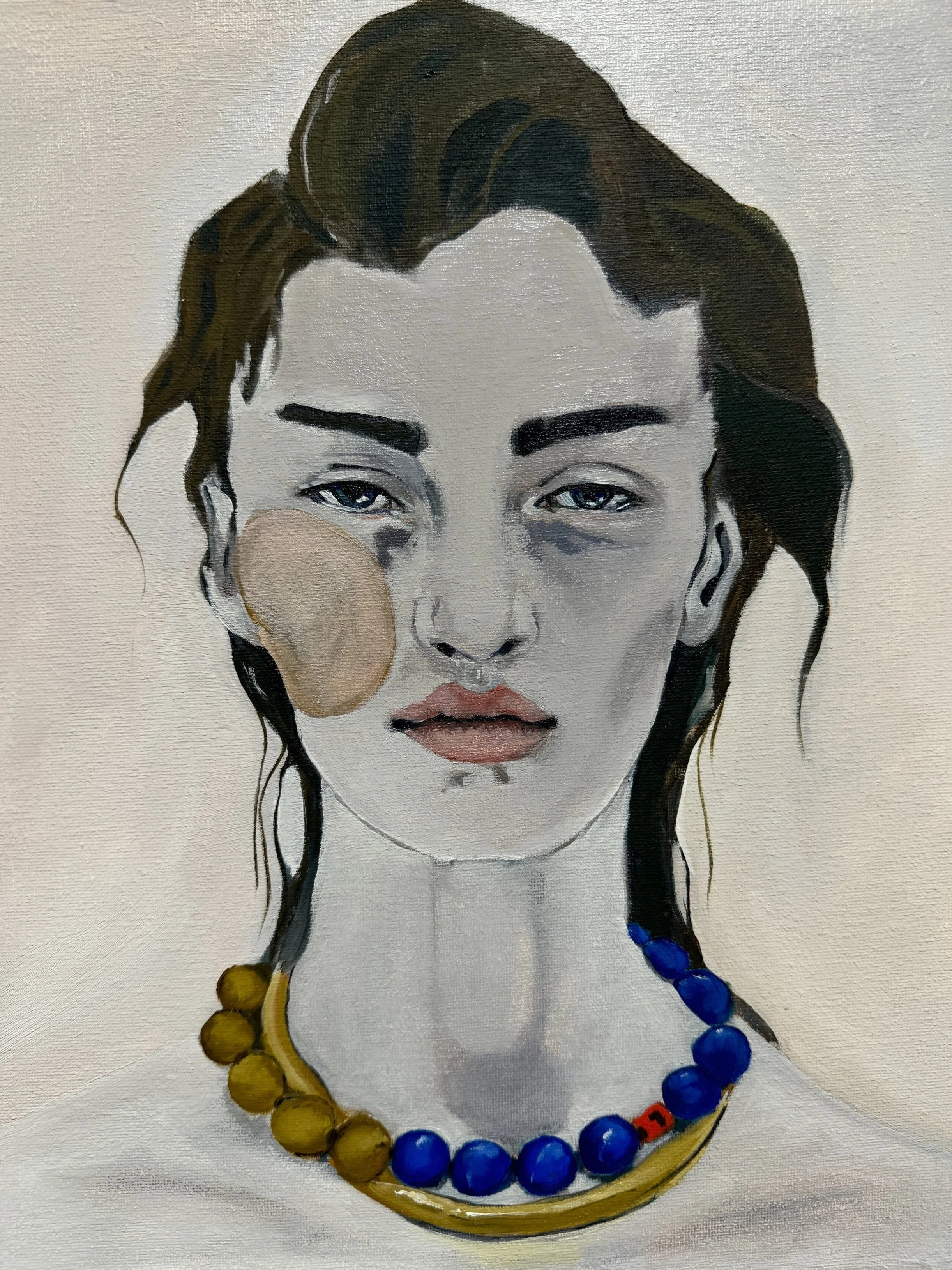 Blue Necklace - oil on canvas, 14x11 inch, 2024