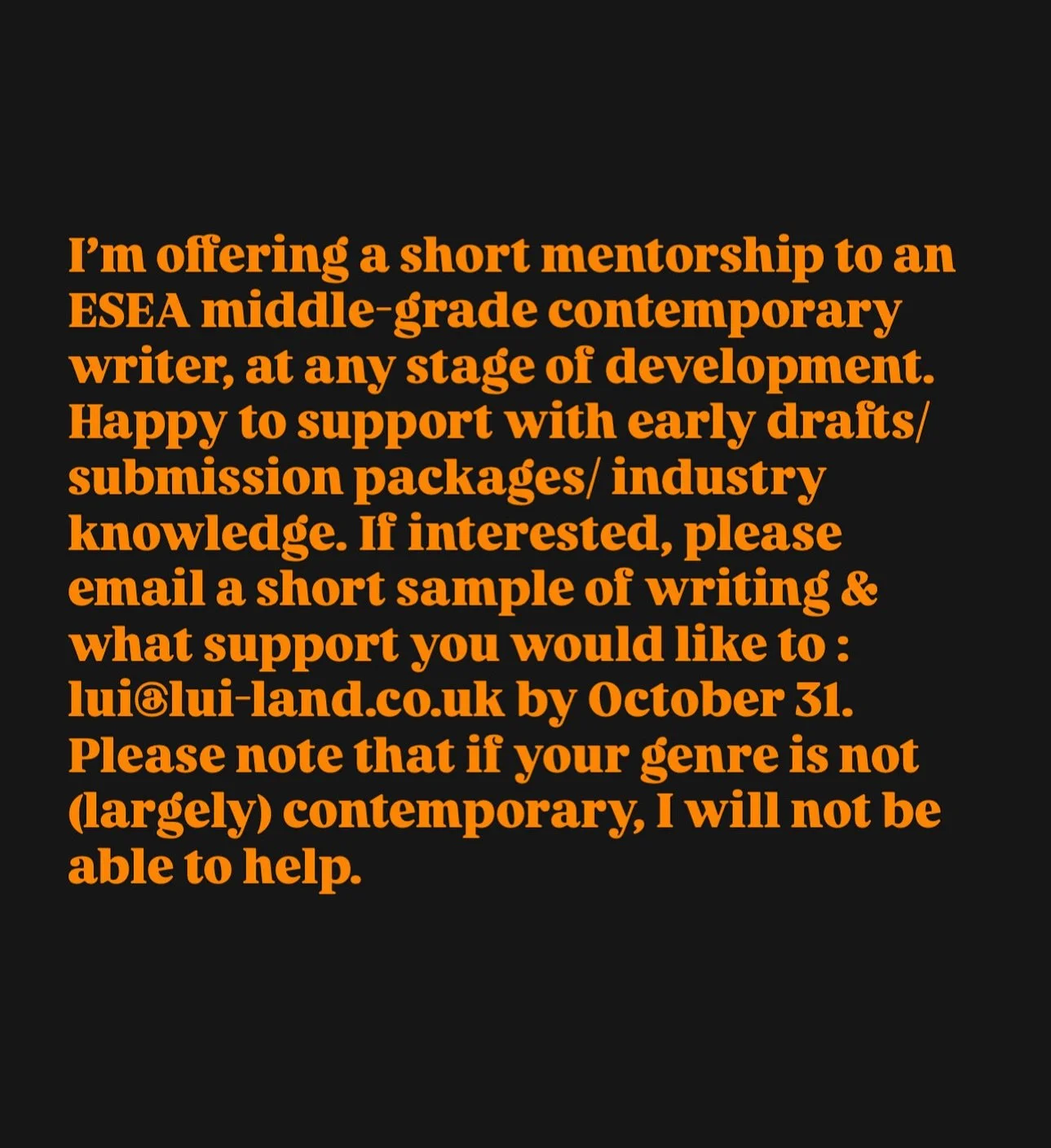 I had several mentors (@maisiechanwrites &amp; @lindsayagalvin) help me on the long road to publication. Now it&rsquo;s my turn. So if someone out there (writing contemporary MG) wants some help- email me! Please share with your networks 🙏🏼#kidlit 