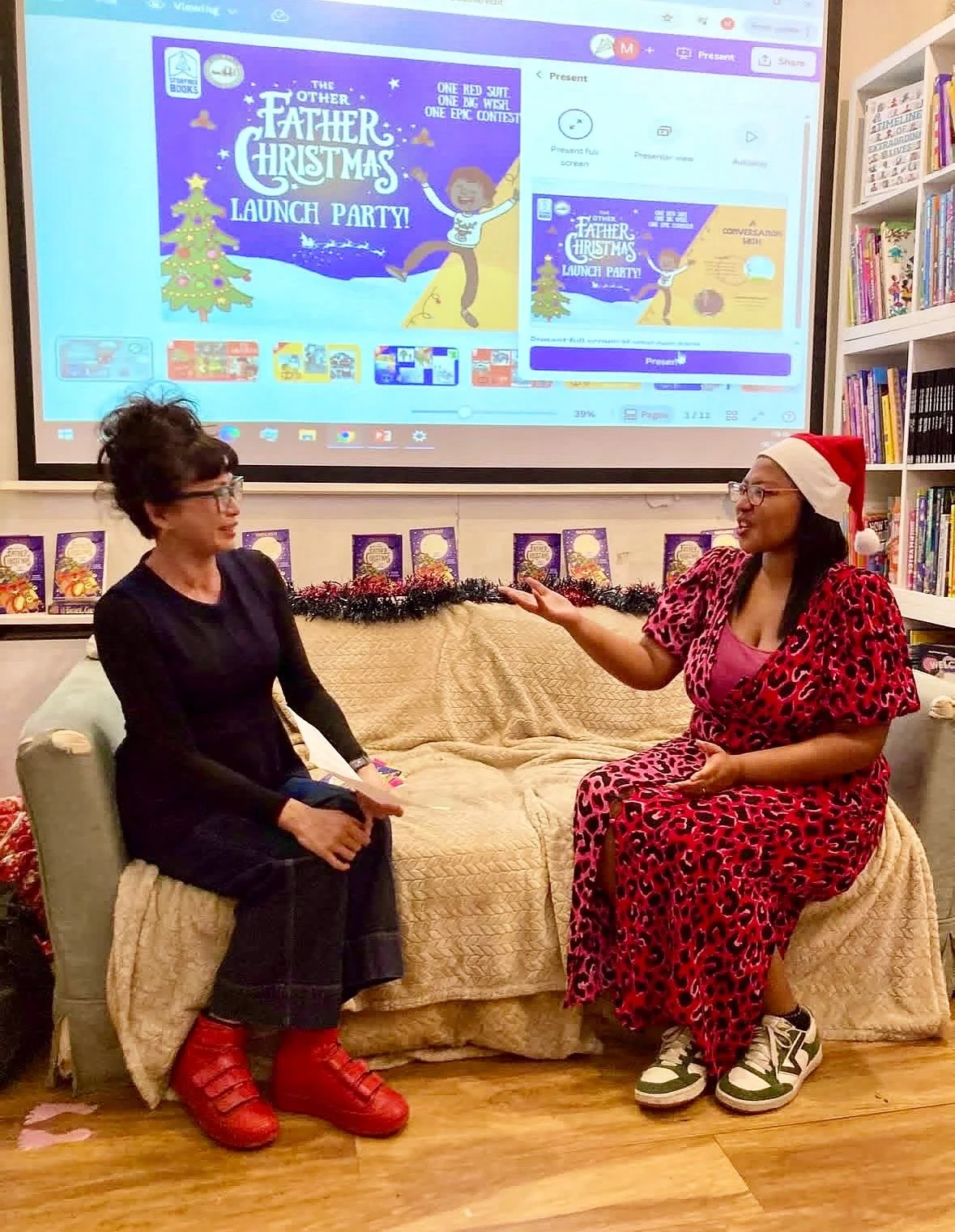 All my Christmases came at once at the @storymixstudio launch of - THE OTHER FATHER CHRISTMAS 🎅🏾🎁🎄at @moonlaneink. I got to interview @writeonauthor about how this glorious book came to be. One of the (many) enchanting things about hearing Jasmin