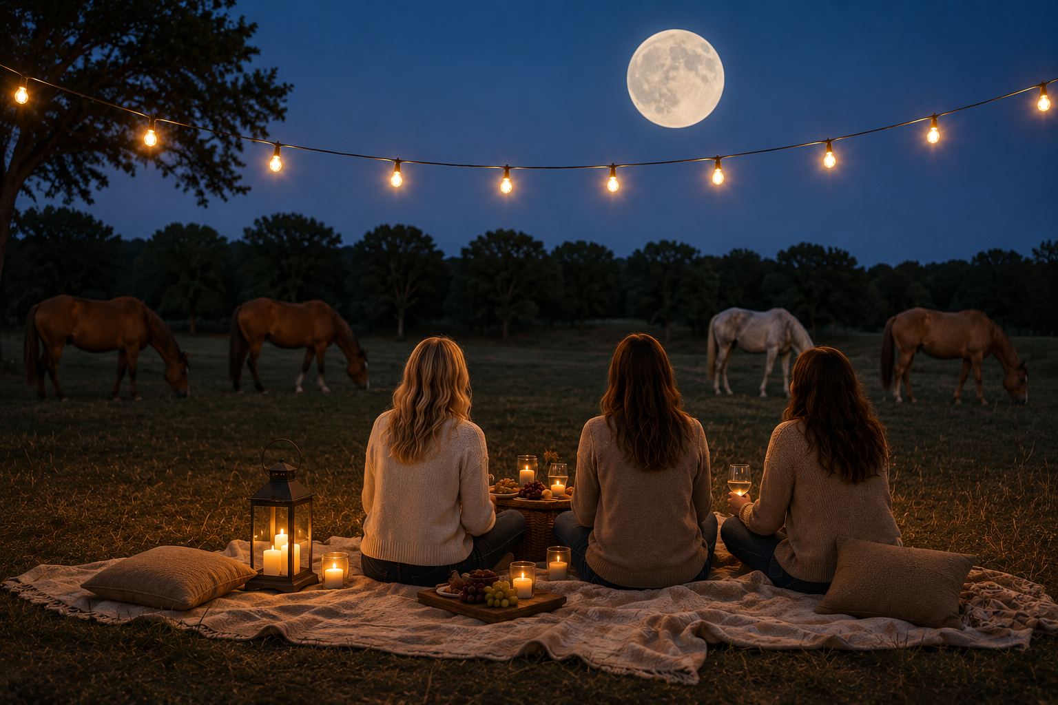 Sunset at the Stables: Full Moon Picnic in the Pasture
