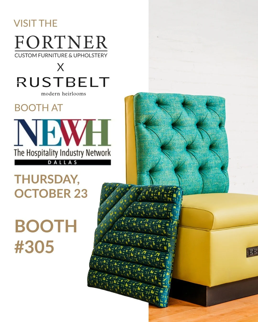 If you plan on attending the Dallas @newhinc Regional Tradeshow on Thursday, October 23, be sure to stop by our booth with our friends from @rustbelt_modernheirlooms. We are excited to see some of our current customers and meet some new designers wor