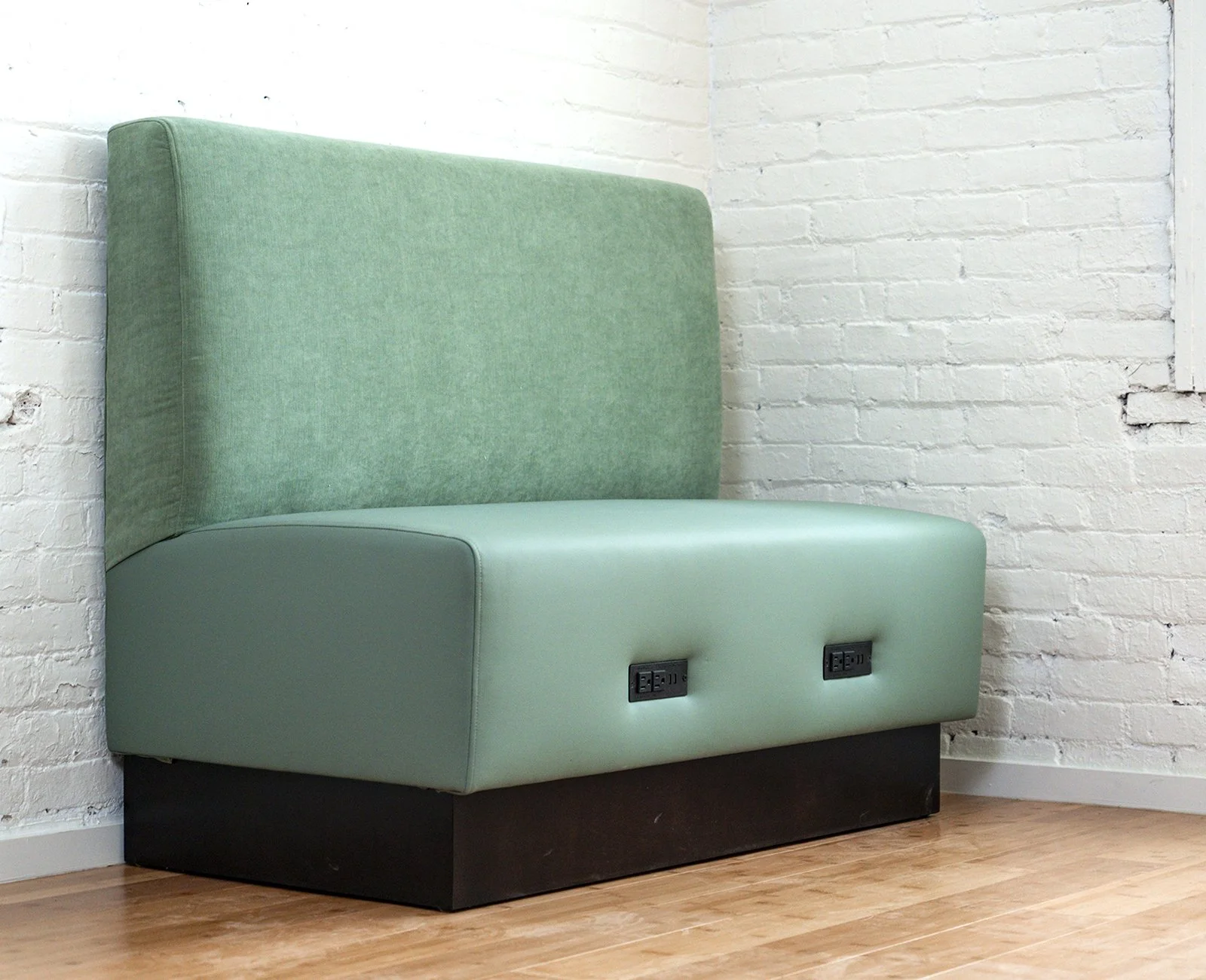 Modern Green Banquette with Electric Outlets