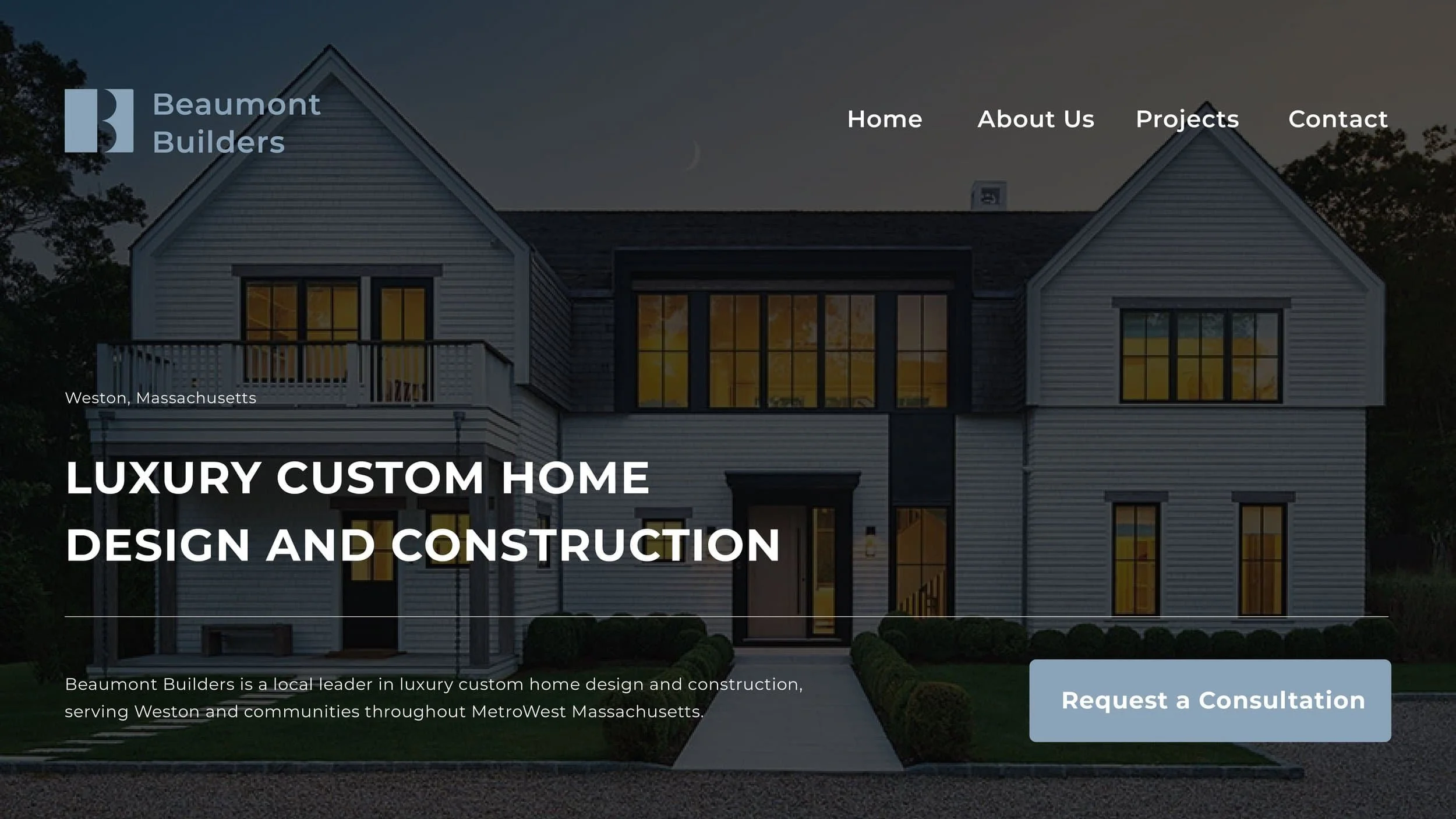 Custom Squarespace website for Beaumont Builders in Massachusetts