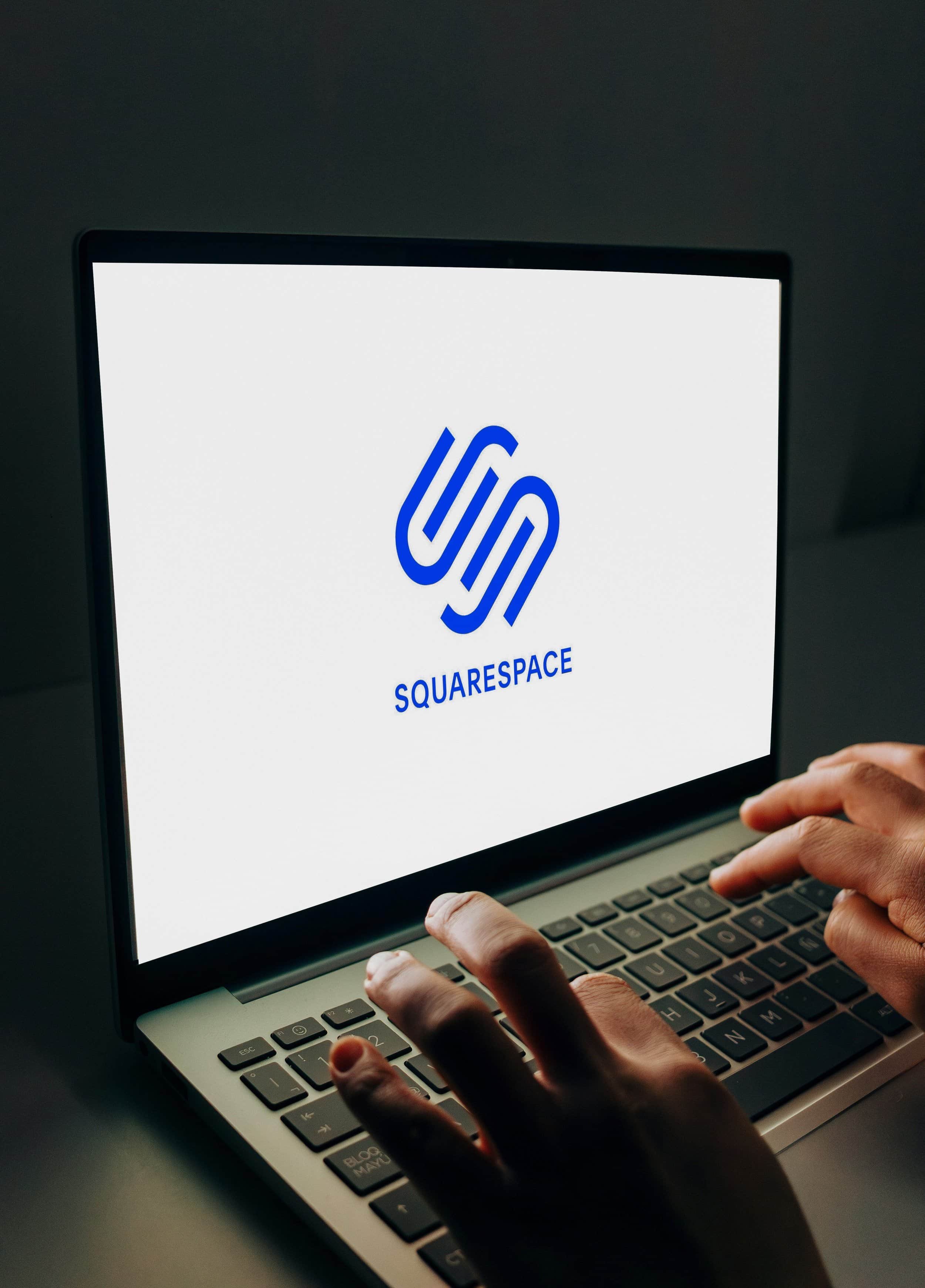 Custom Squarespace website displayed on a laptop