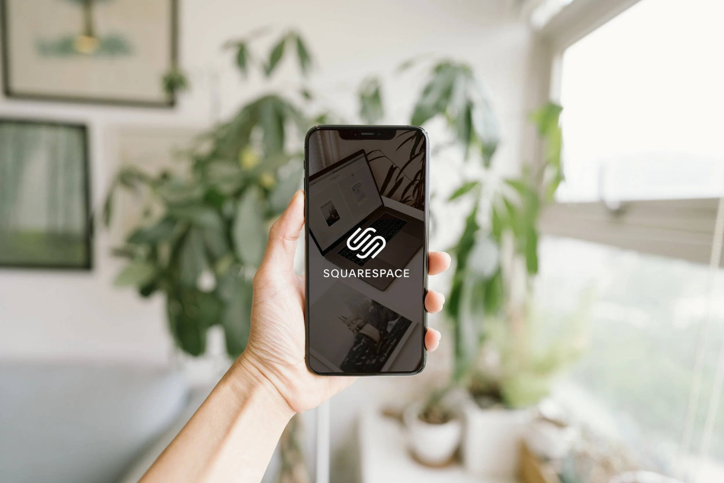 Squarespace website displayed on a mobile phone