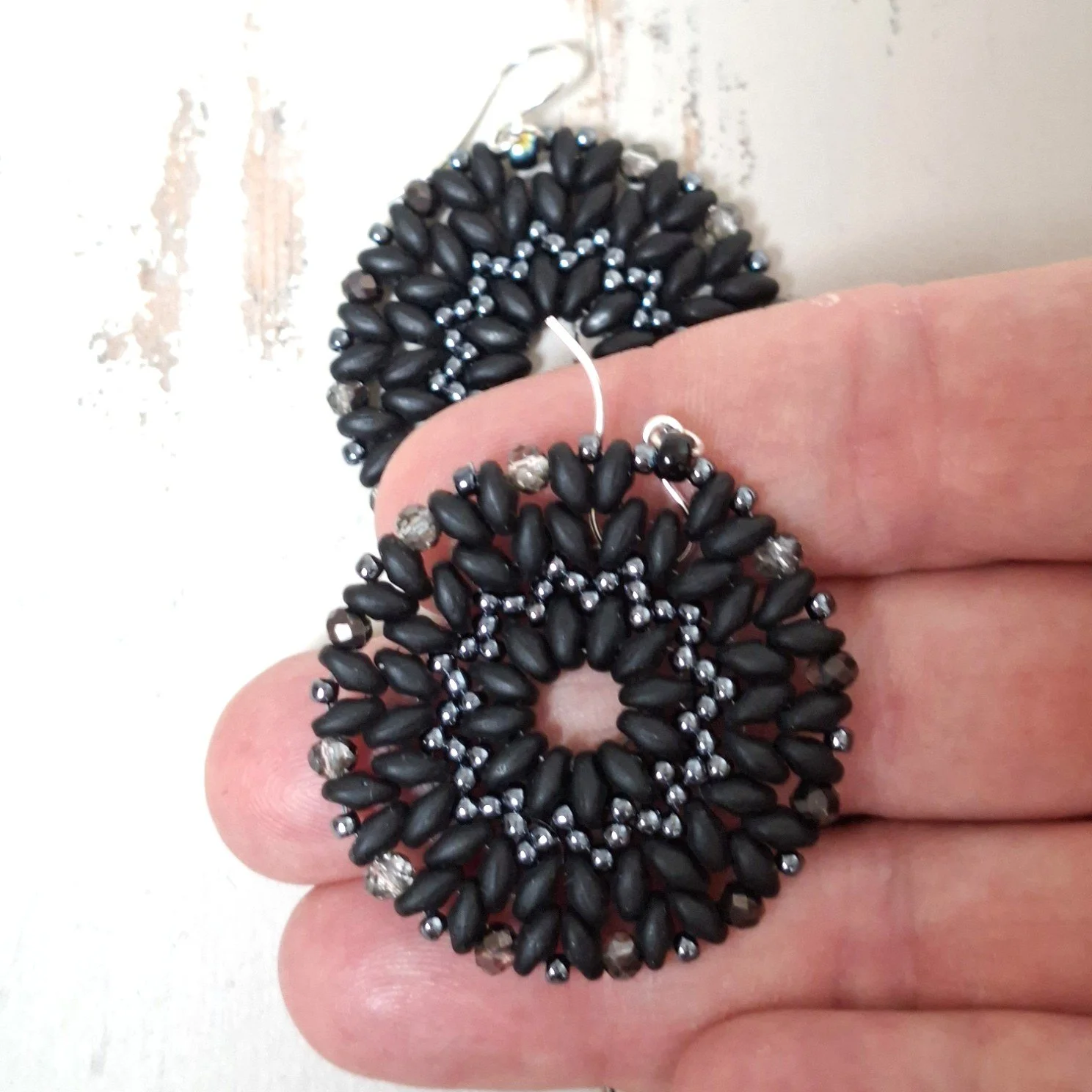 ADELE Raven Black Large Disc earrings