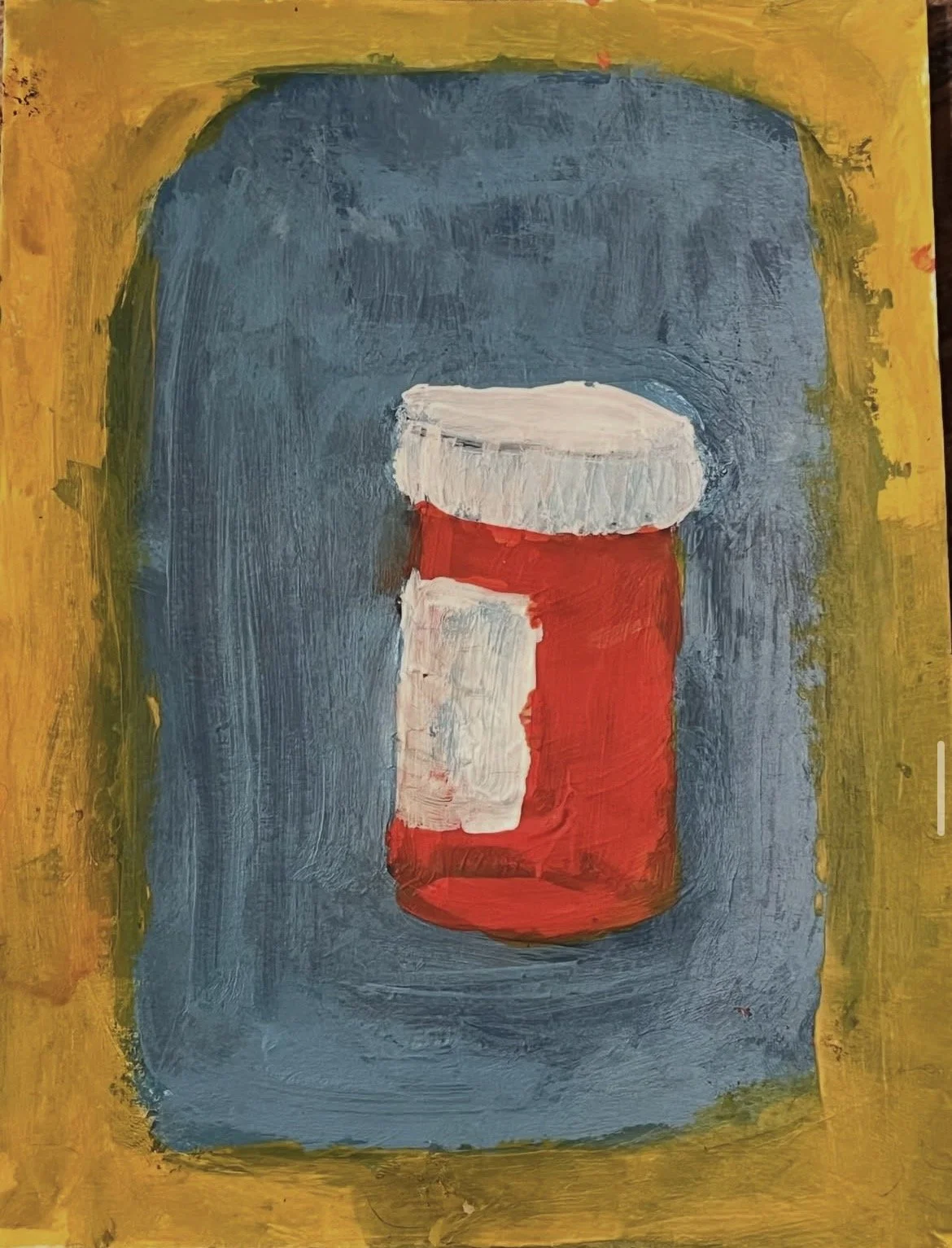Morning meds 
acrylic on paper 
10" x 5"