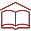 Outline of an open book with a roof-like shape above