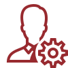 Icon of a person with a gear, representing user settings or management