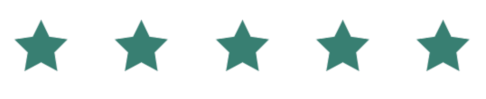 Six teal-colored stars in a row on a black background.