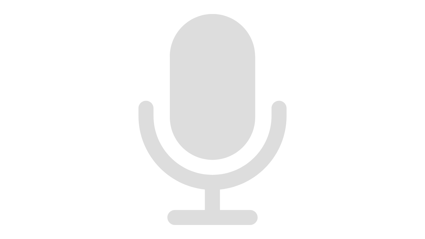 Icon of a microphone in gray against a black background.