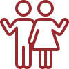 Icon of two people, one male and one female, standing side by side with arms raised.