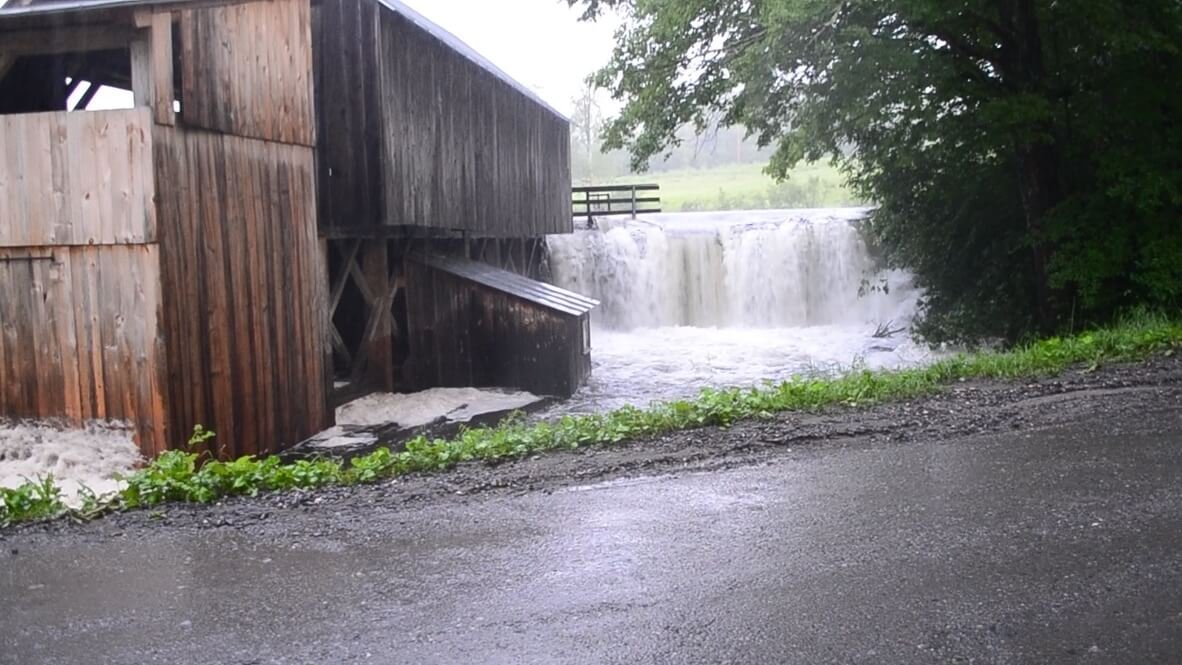 Pond overflowing and flooding the bottom of the sawmill on July 10, 2023