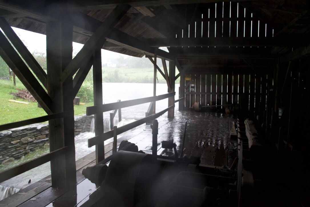 View of flooding from inside Robinson Sawmill, July 10 2023