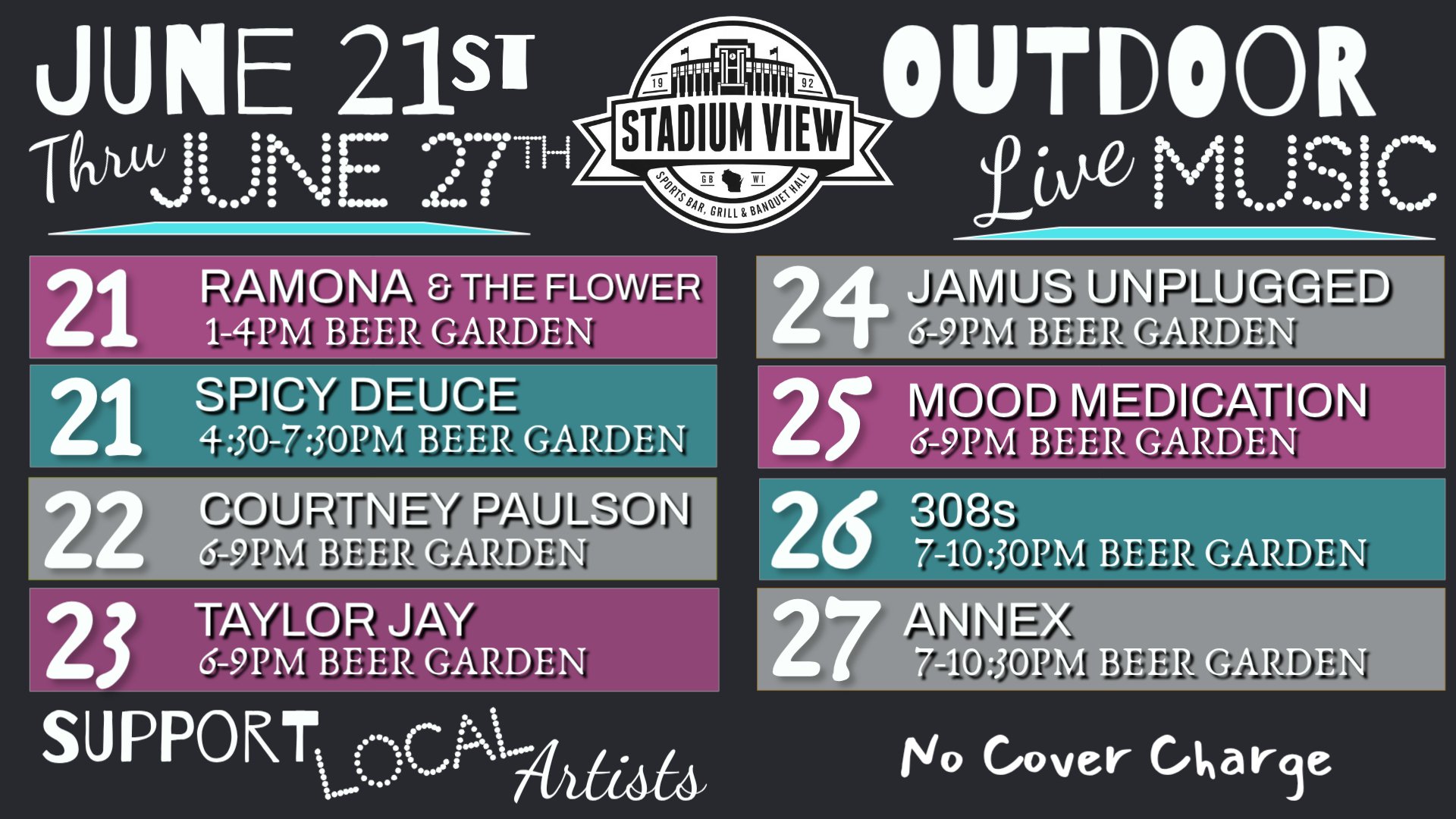 live music at stadium view every day