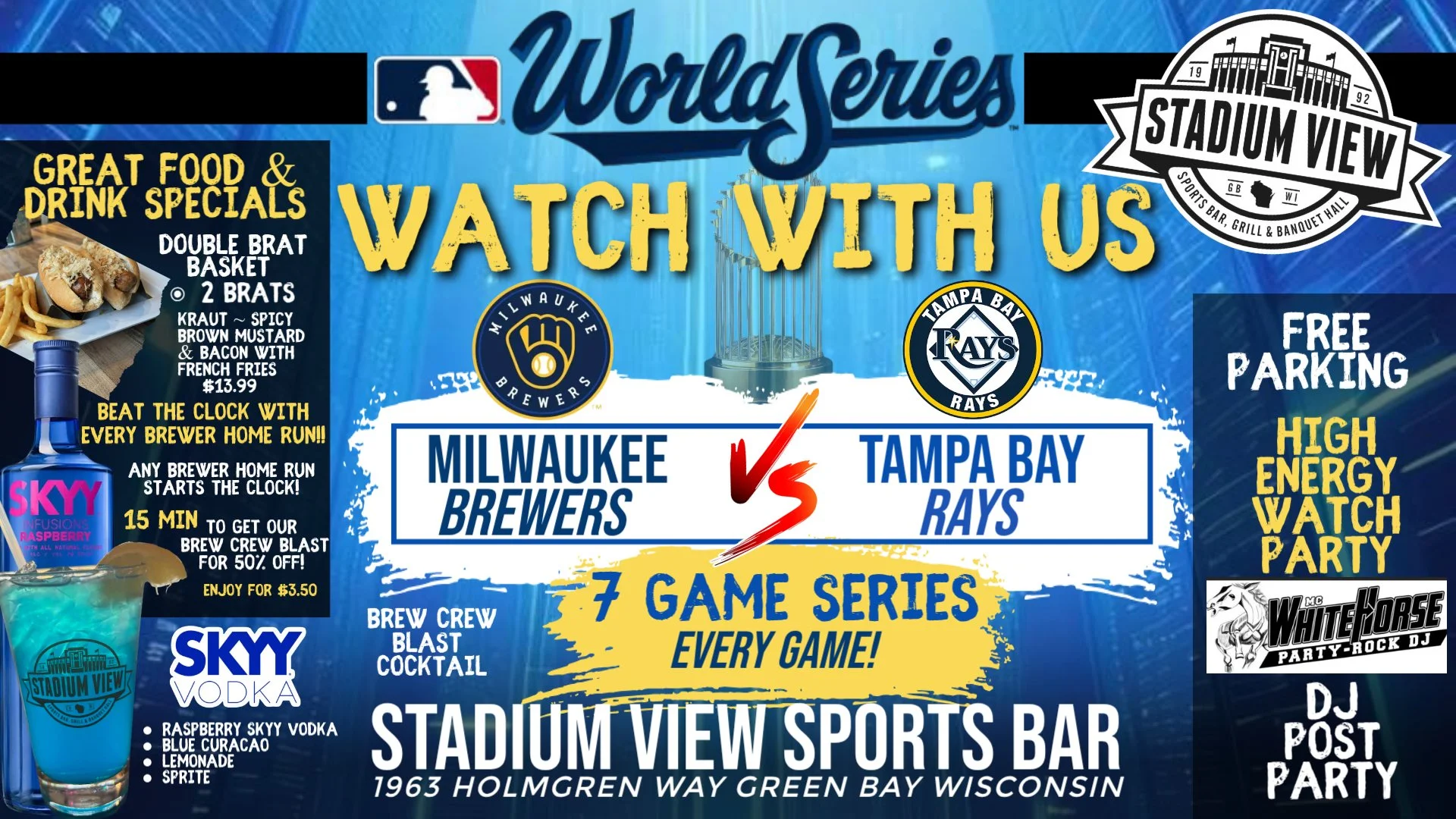 brewers world series watch party at stadium view bar