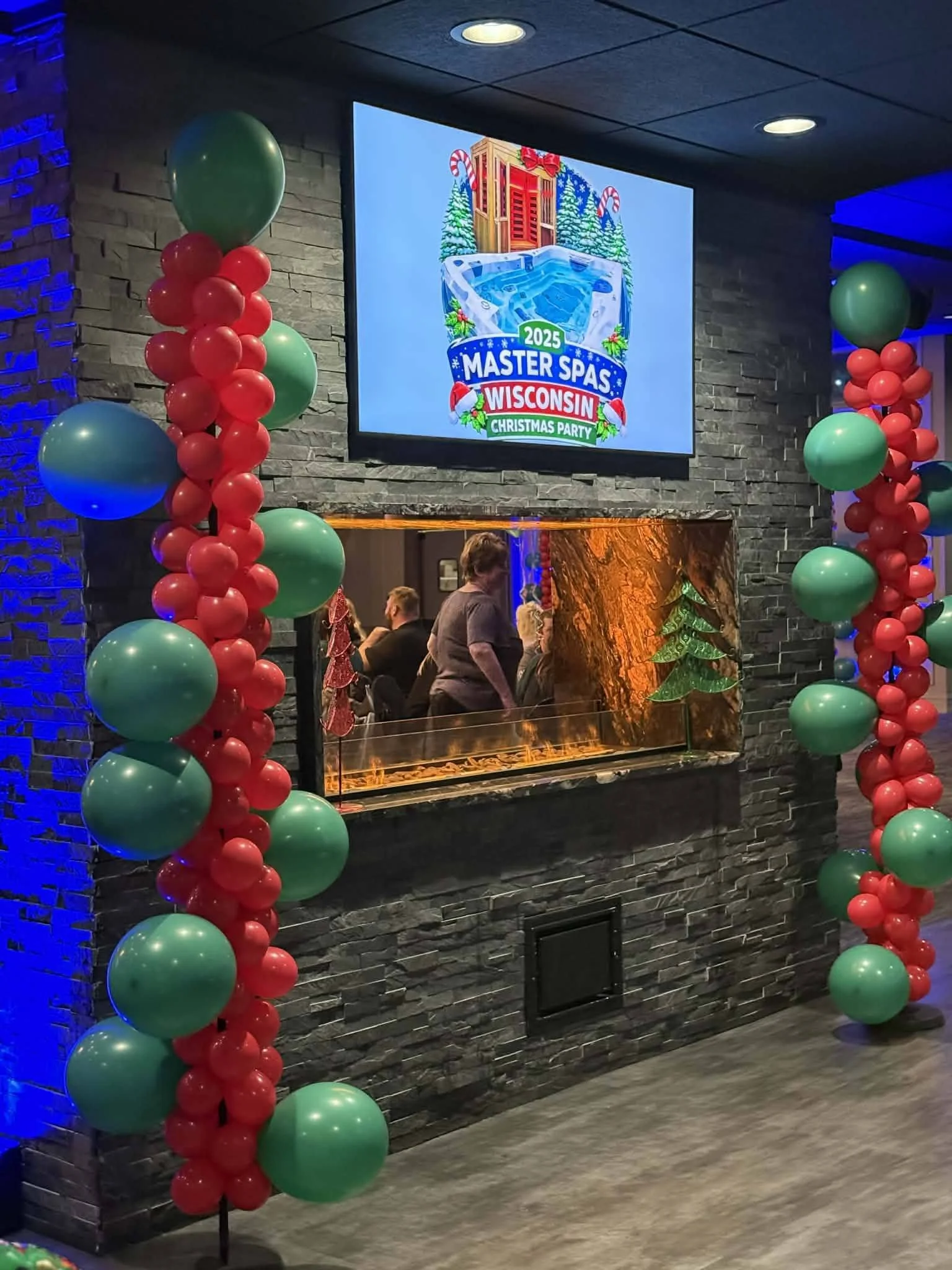 Seasonal event décor for a holiday party in Green Bay at Stadium View Event Halls
