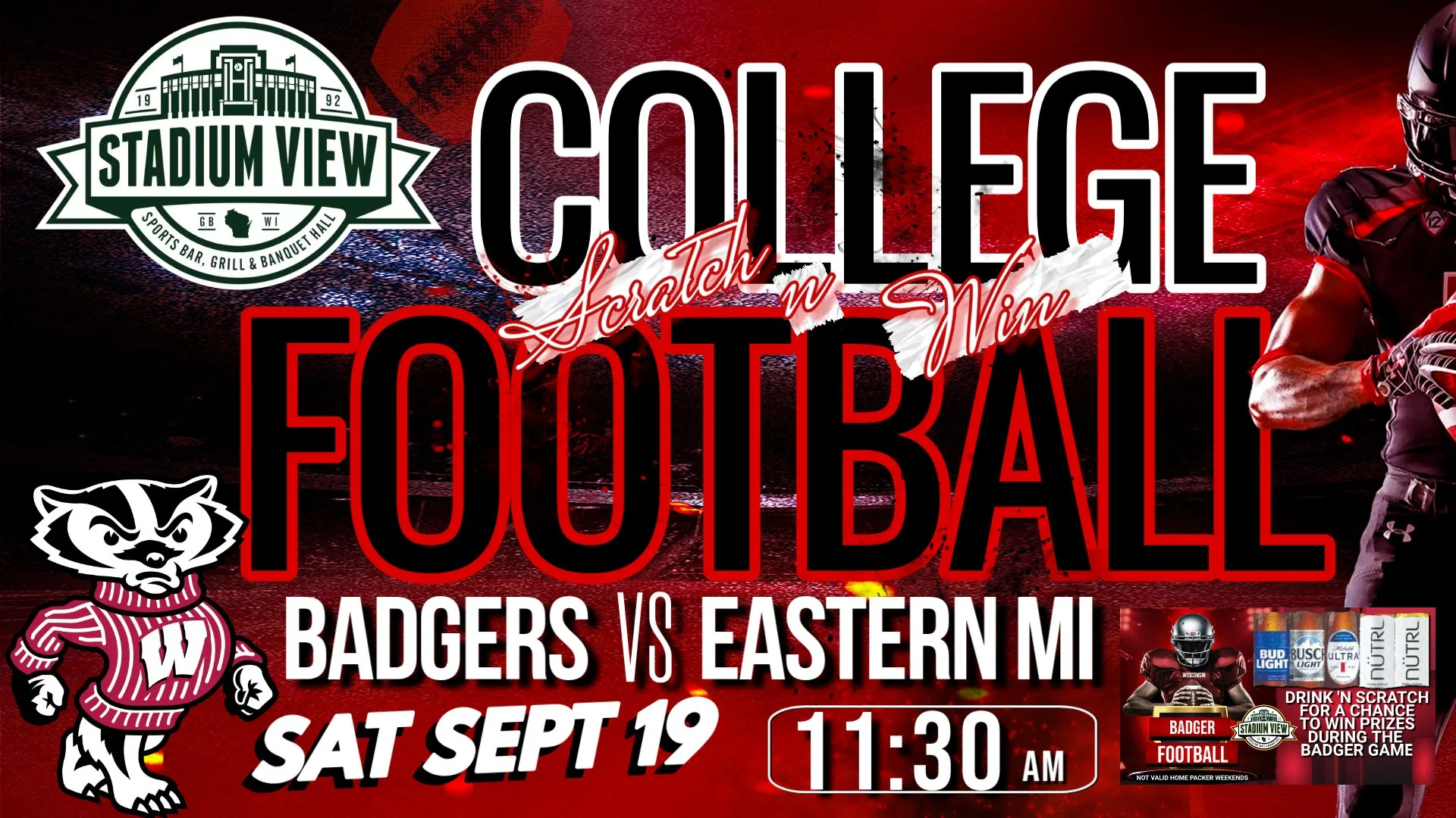 badger watch party stadium view september 19th win prizes