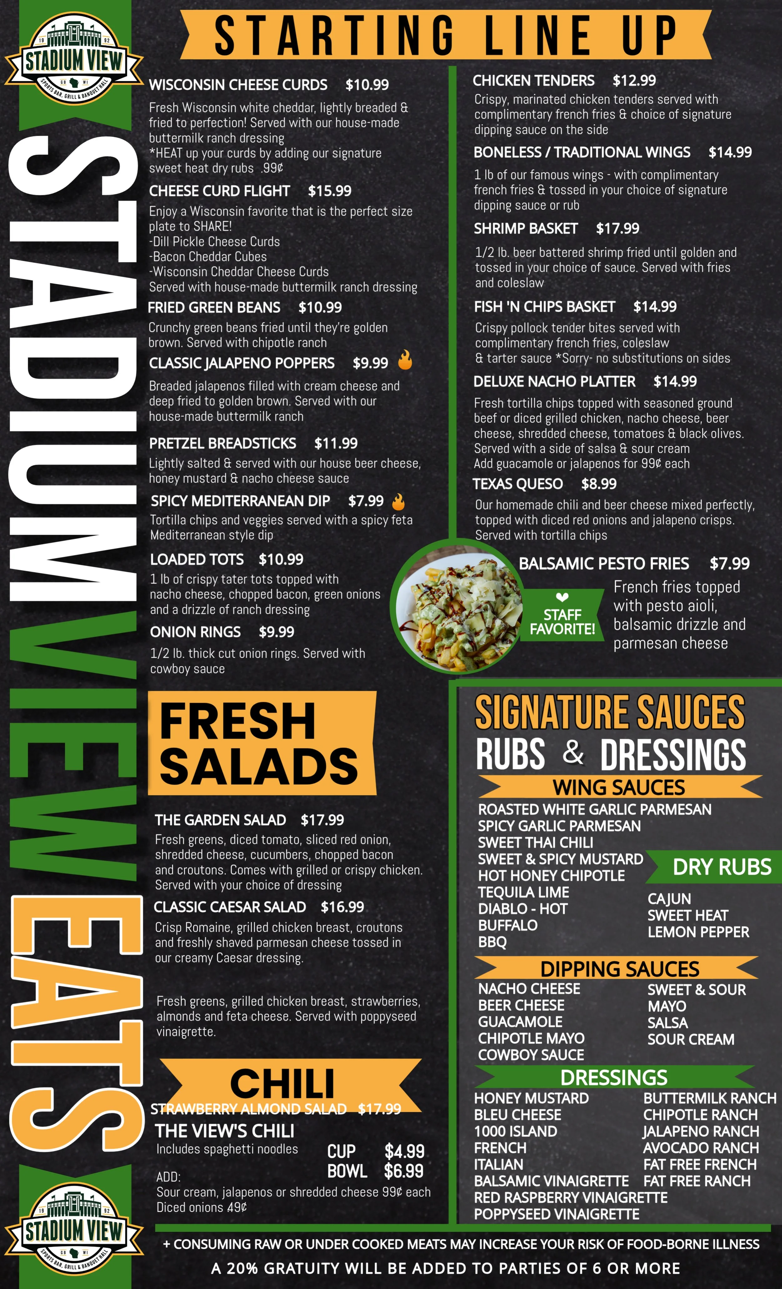 stadium view summer menu 2026