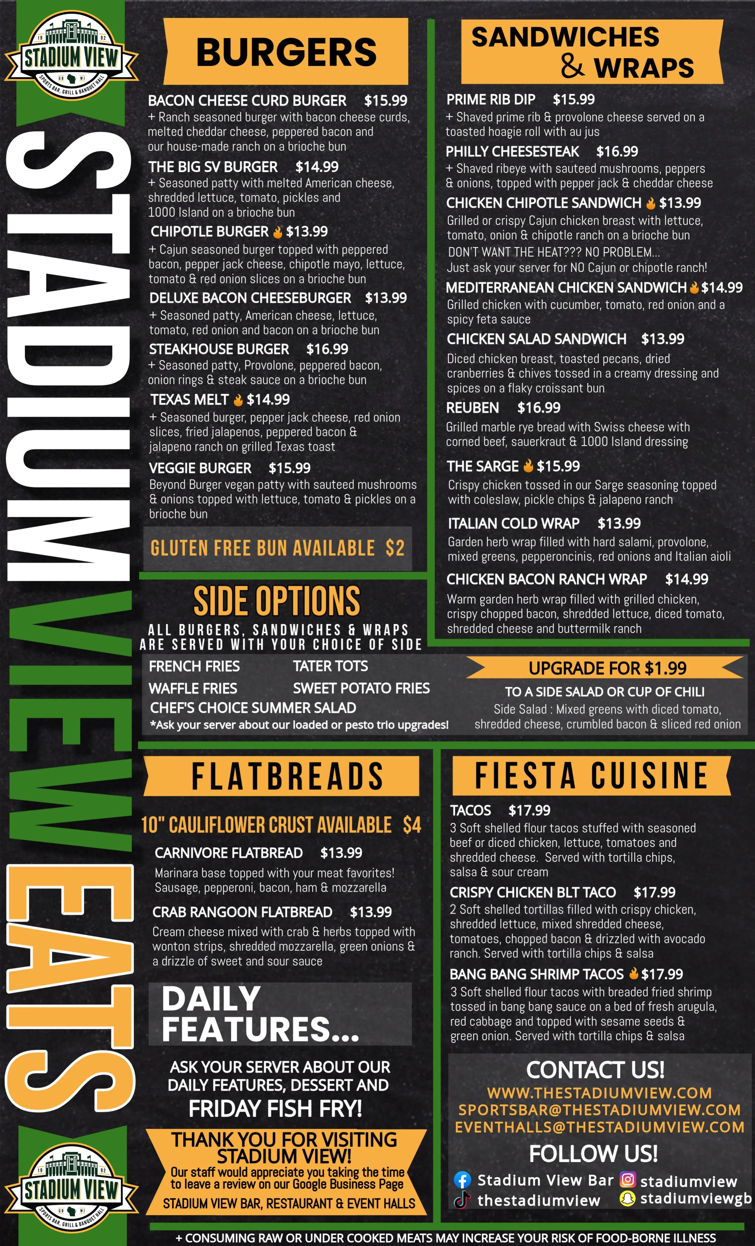 stadium view menu 2026