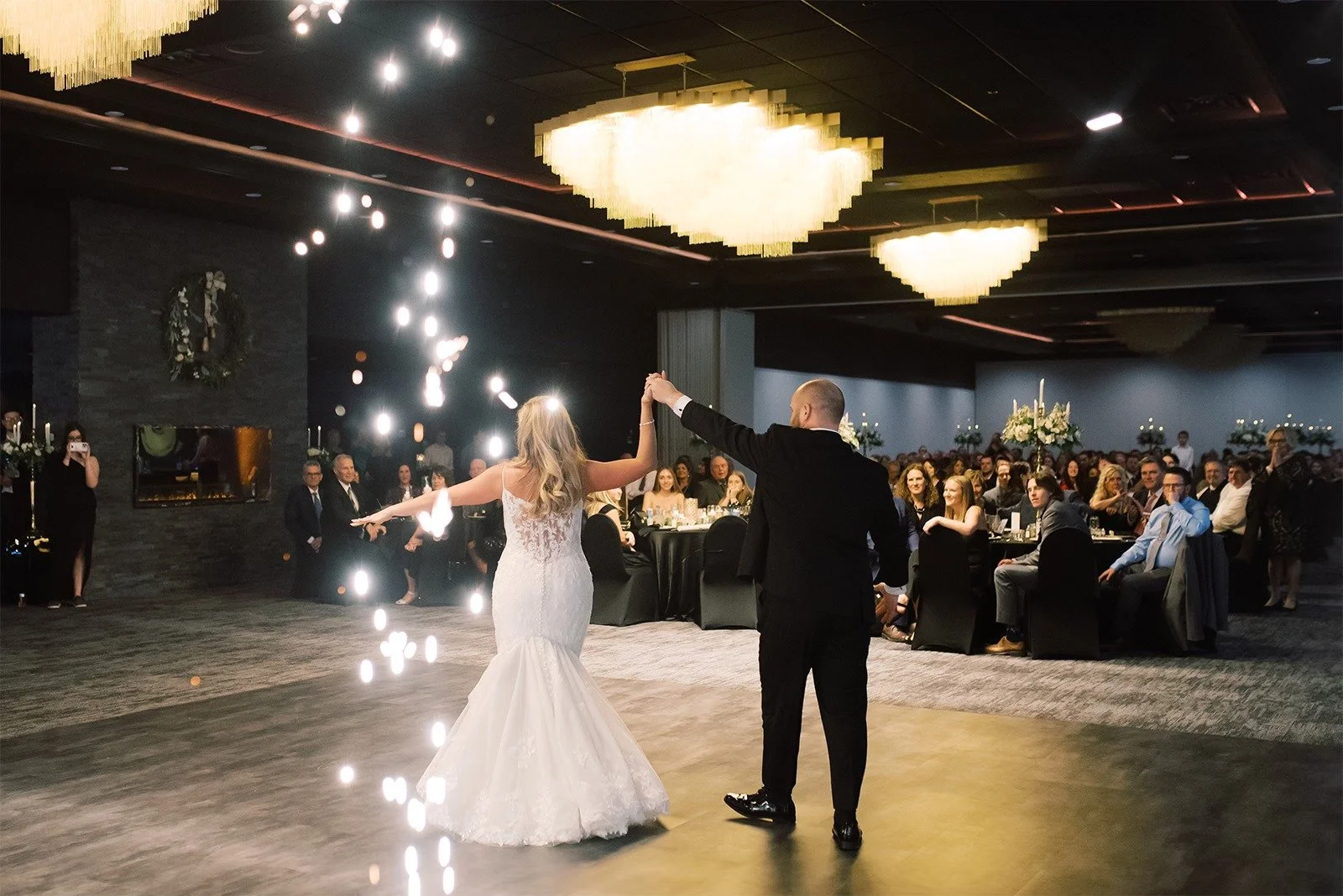 Bride and groom first dance at Stadium View Event Halls in Green Bay, WI 