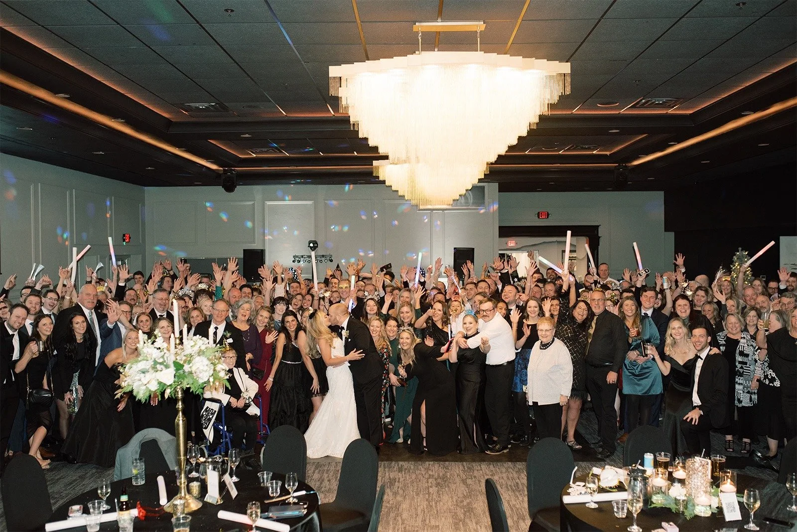 wedding group photo at Stadium View Event Halls in Green Bay, WI 